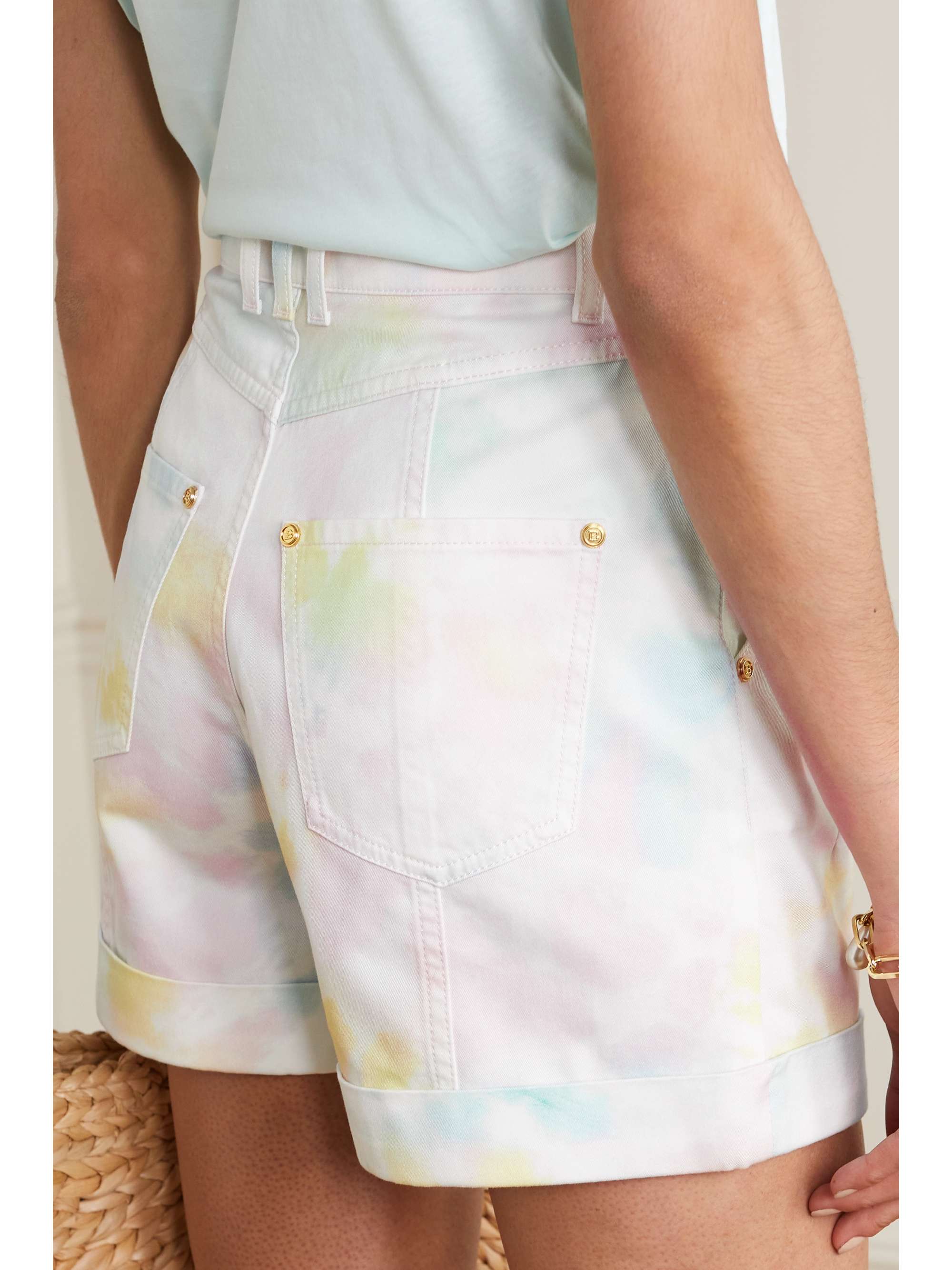 BALMAIN Short en jean tie & dye