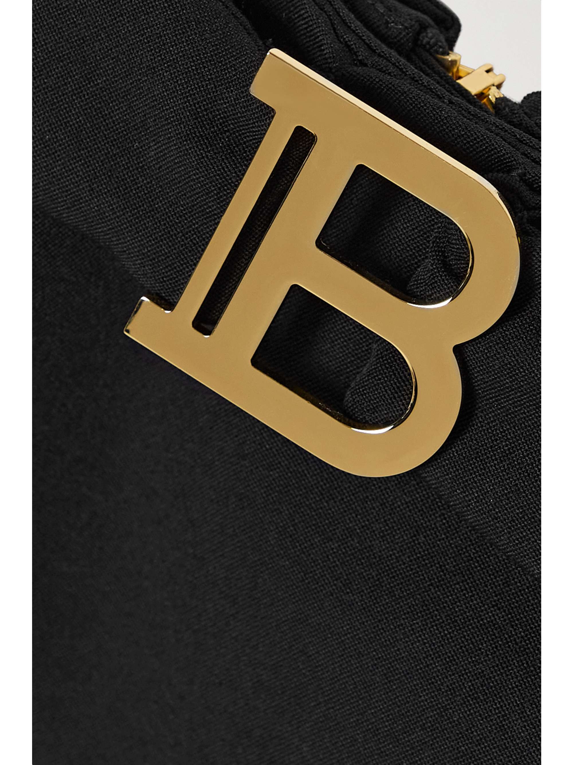 BALMAIN Belted wrap-effect wool-twill mini skirt