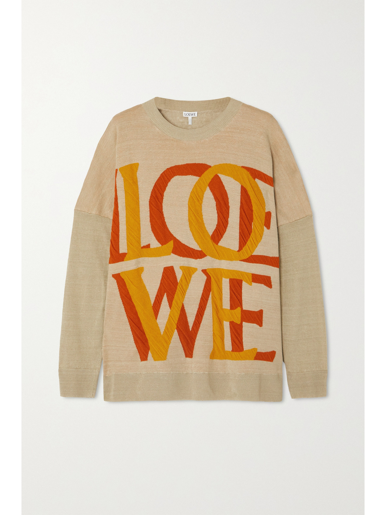 LOEWE JACQUARD-KNIT LINEN-BLEND SWEATER