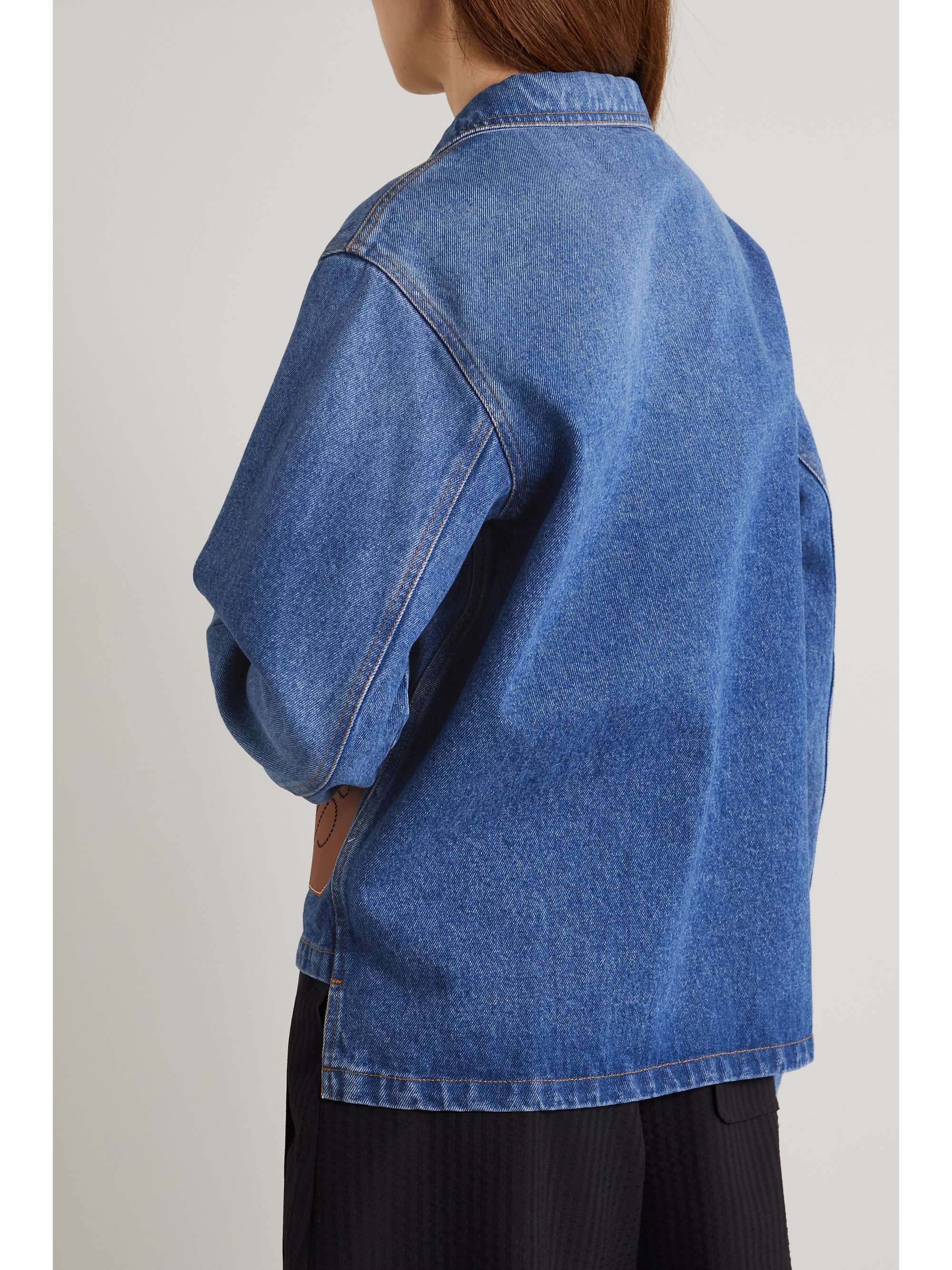 LOEWE Leather-trimmed denim jacket