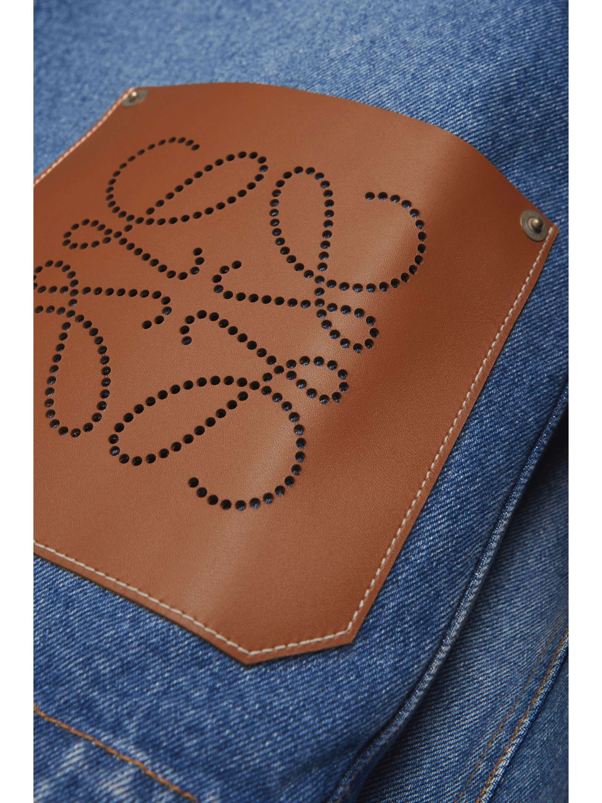 LOEWE Leather-trimmed denim jacket