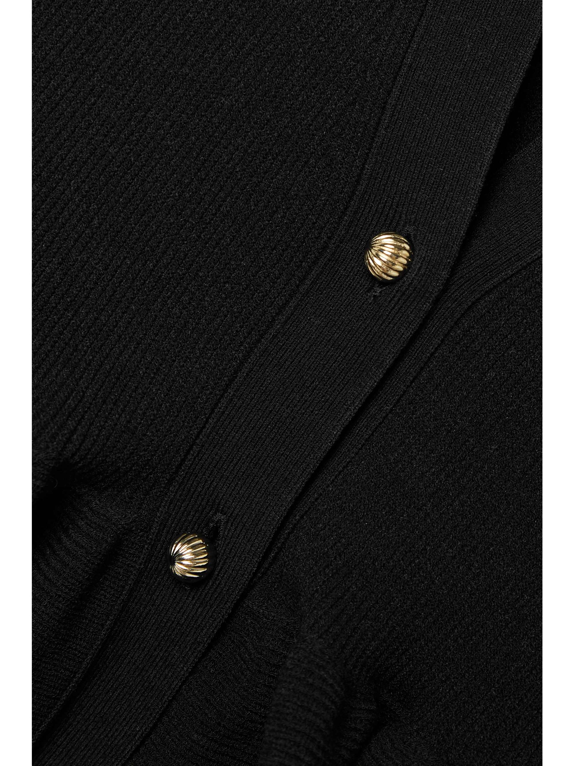 LANVIN 罗纹针织荷叶腰摆开襟衫