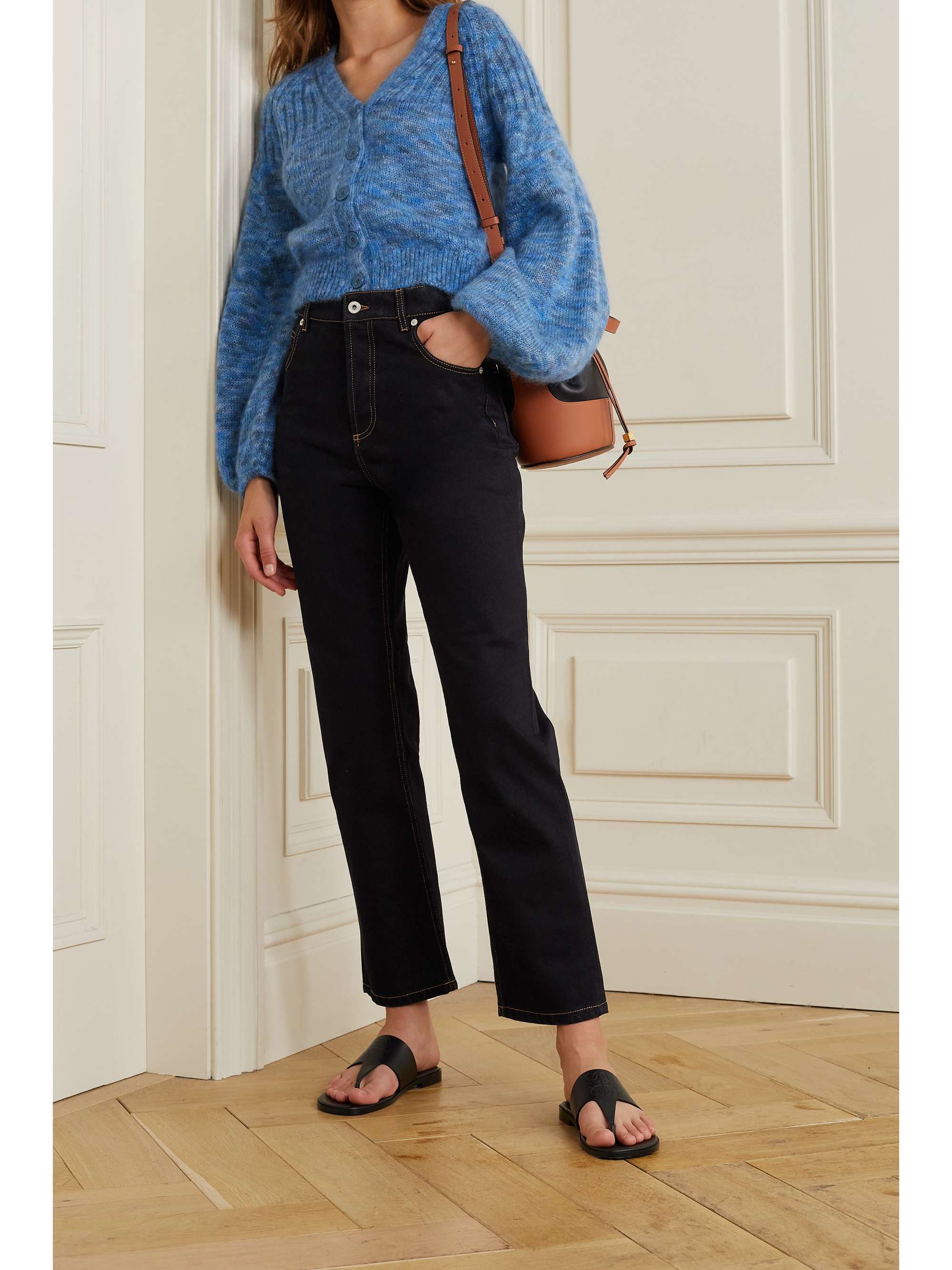 Black Mid-rise straight-leg jeans 