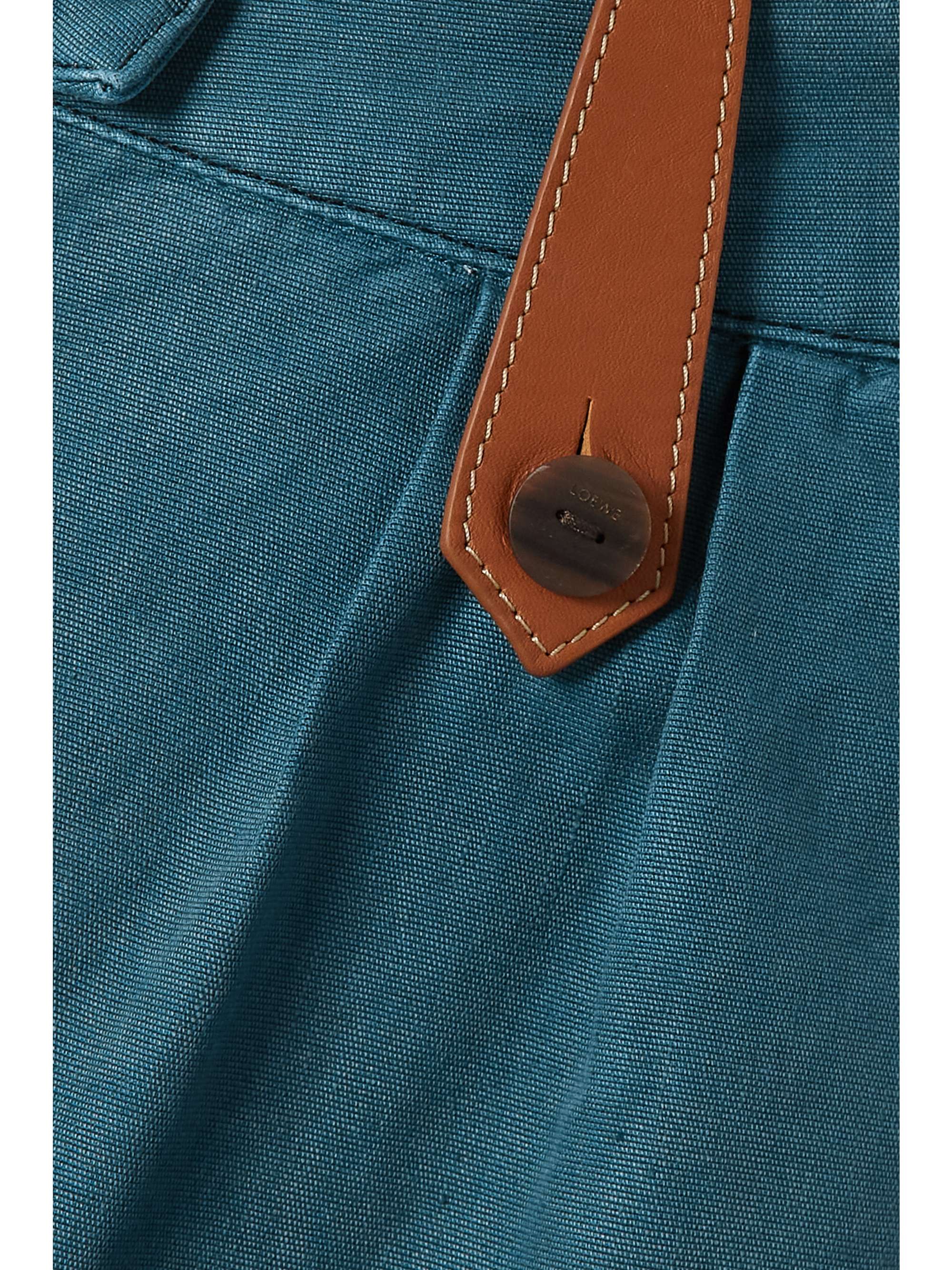 LOEWE Leather-trimmed cotton and linen-blend wide-leg pants
