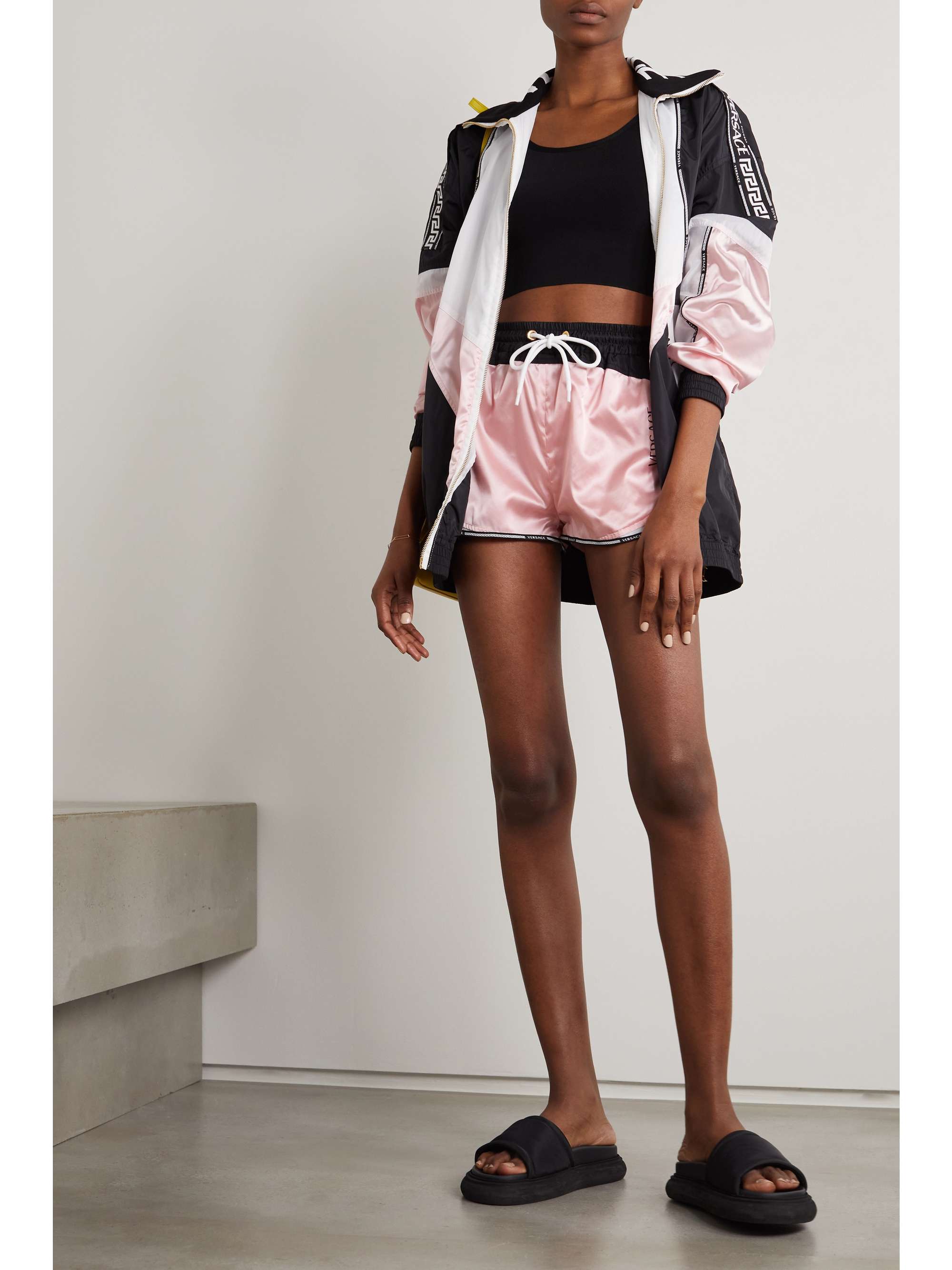 versace printed shell shorts