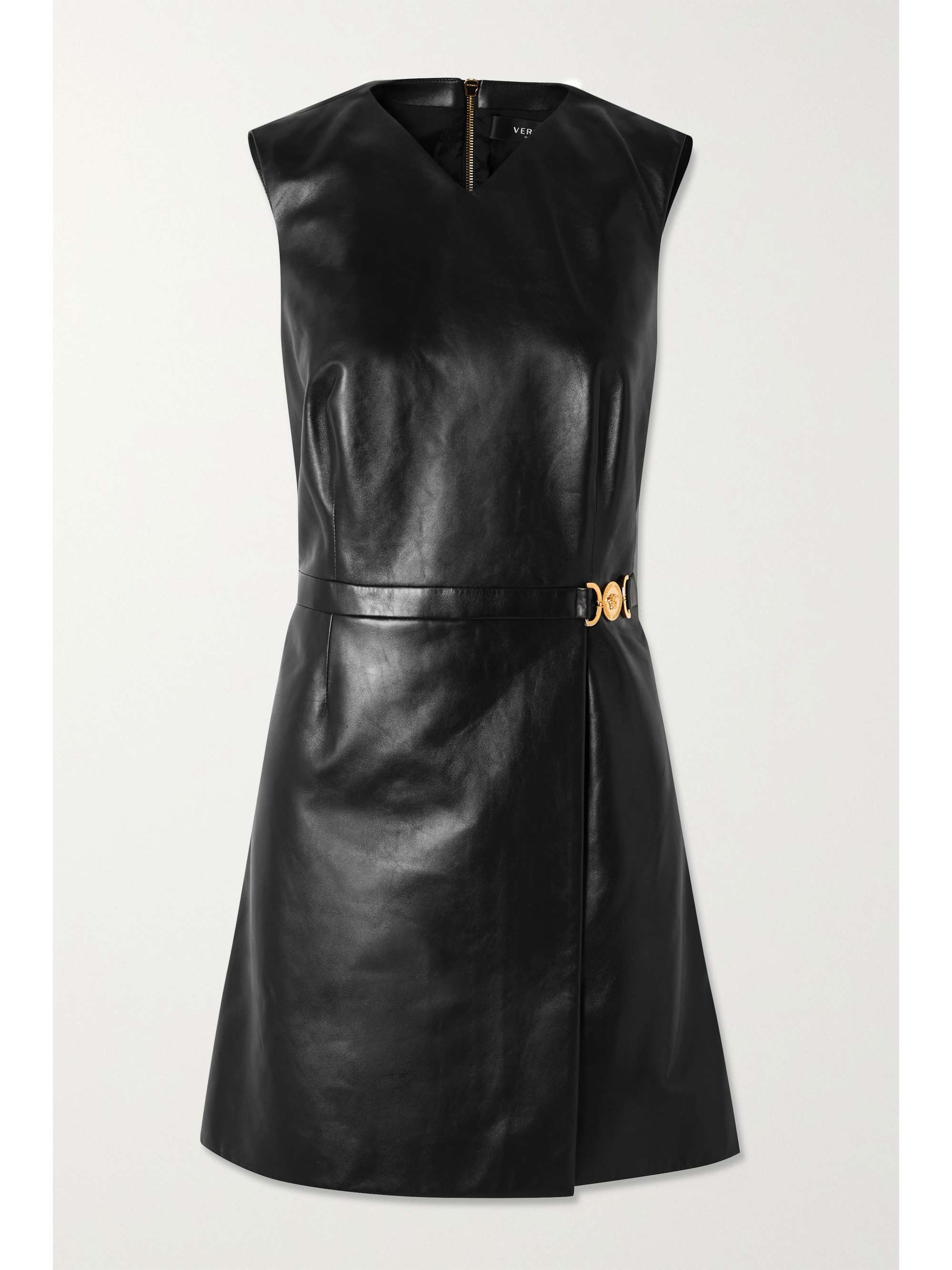 versace black leather dress