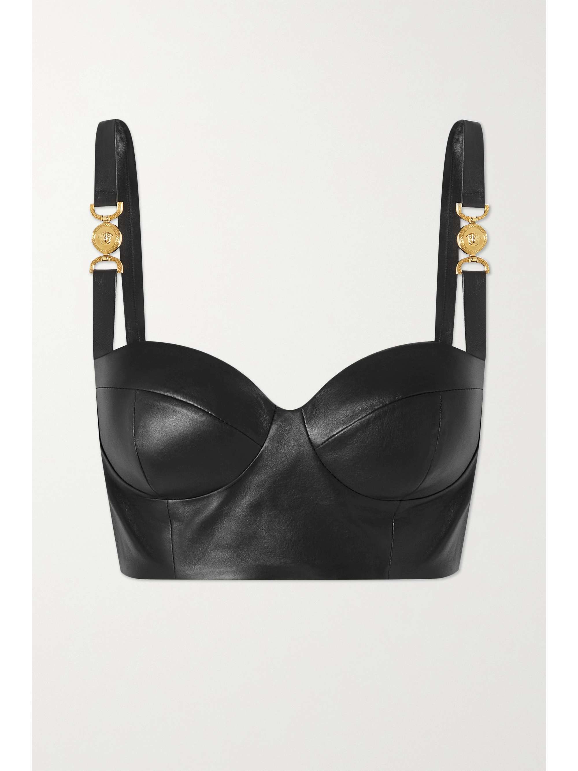 versace black leather dress