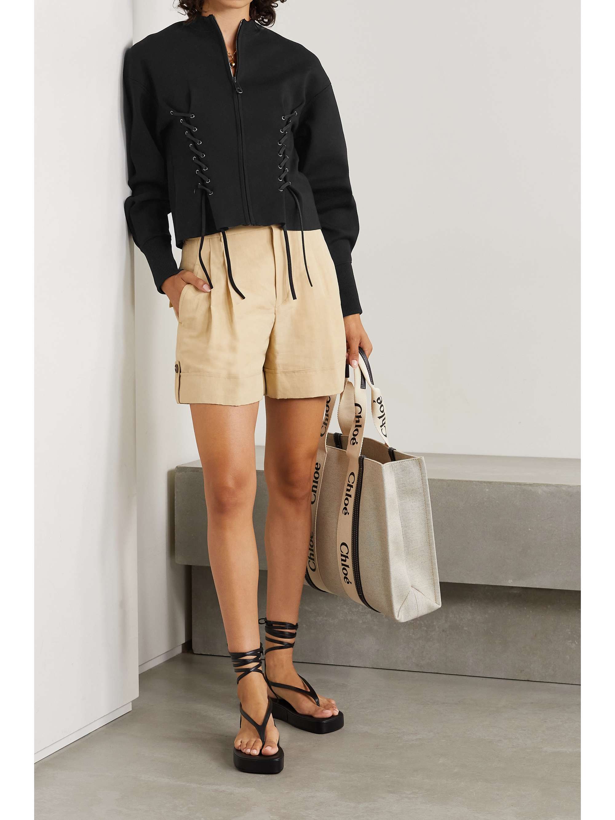 CHLOÉ Lace-up merino wool-blend cardigan