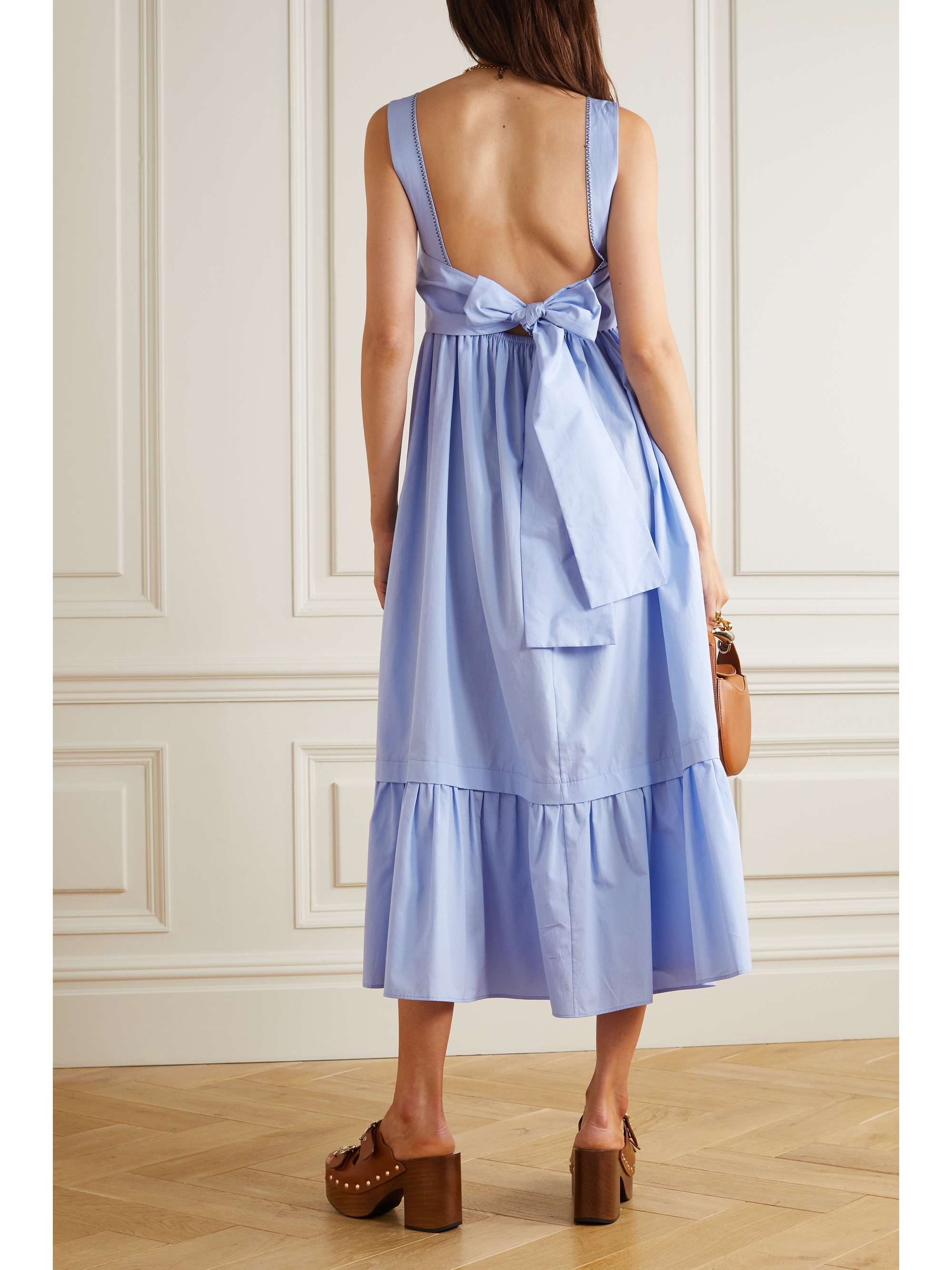 CHLOÉ Tiered cotton-poplin midi dress