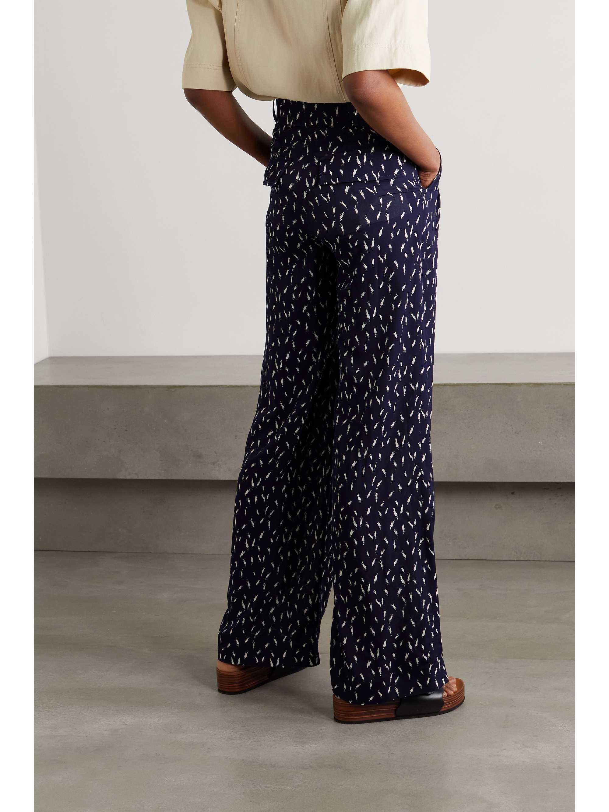 CHLOÉ Floral-print crepe de chine wide-leg pants
