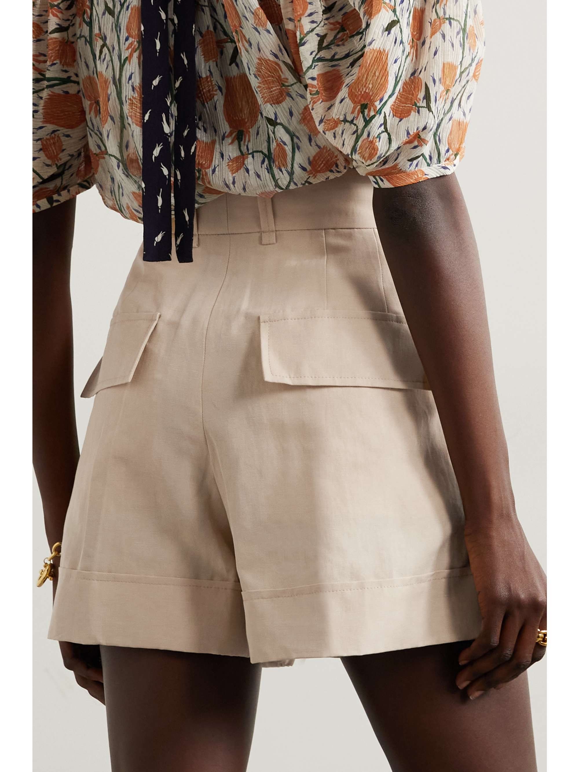 CHLOÉ Linen and cotton-blend canvas shorts