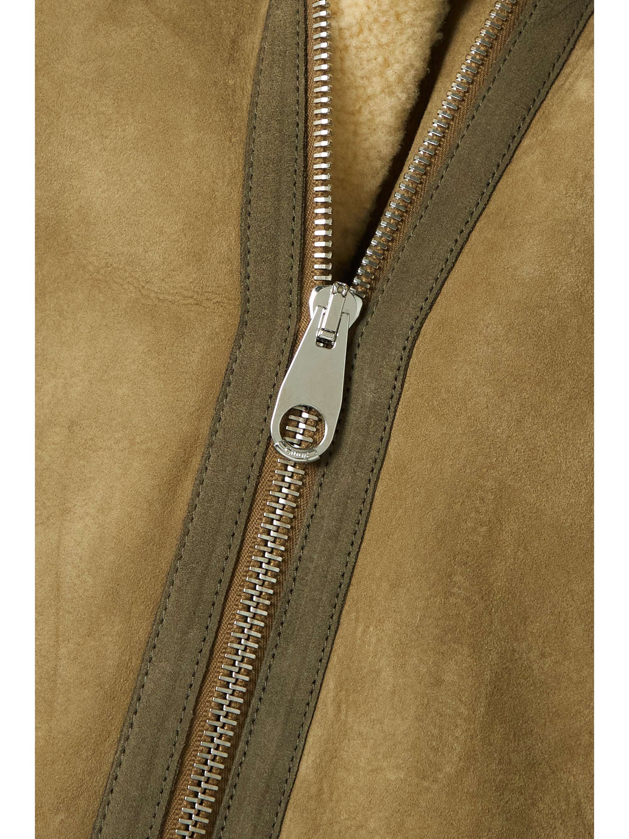 CHLOÉ Hooded suede-trimmed shearling jacket