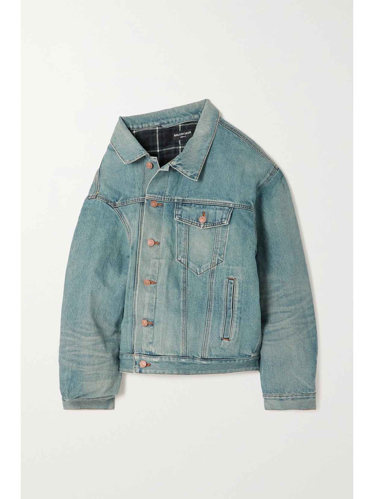 BALENCIAGA OVERSIZED ASYMMETRIC PADDED DENIM JACKET