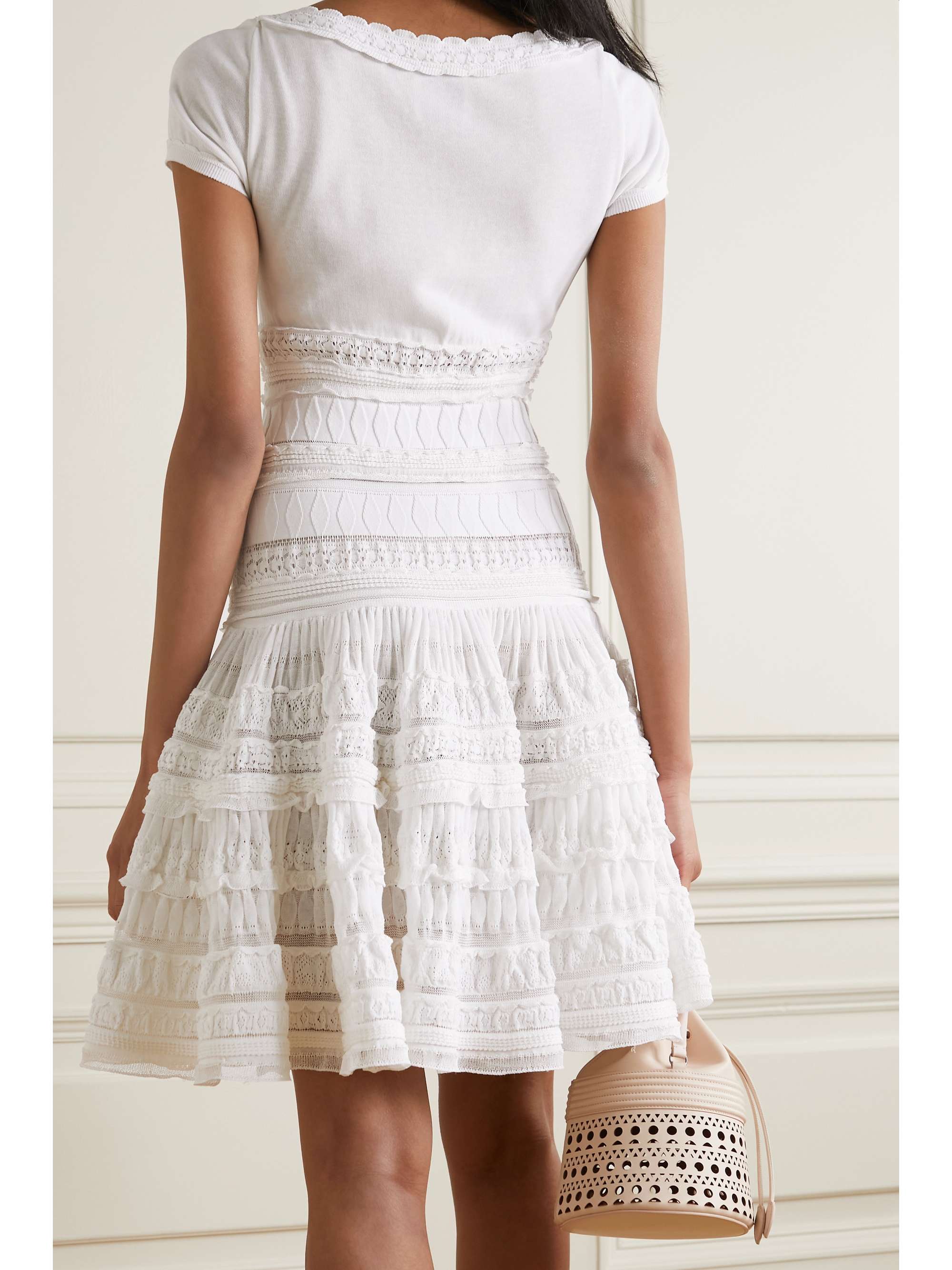 ALAÏA Editions ruffled crocheted cotton-blend mini dress