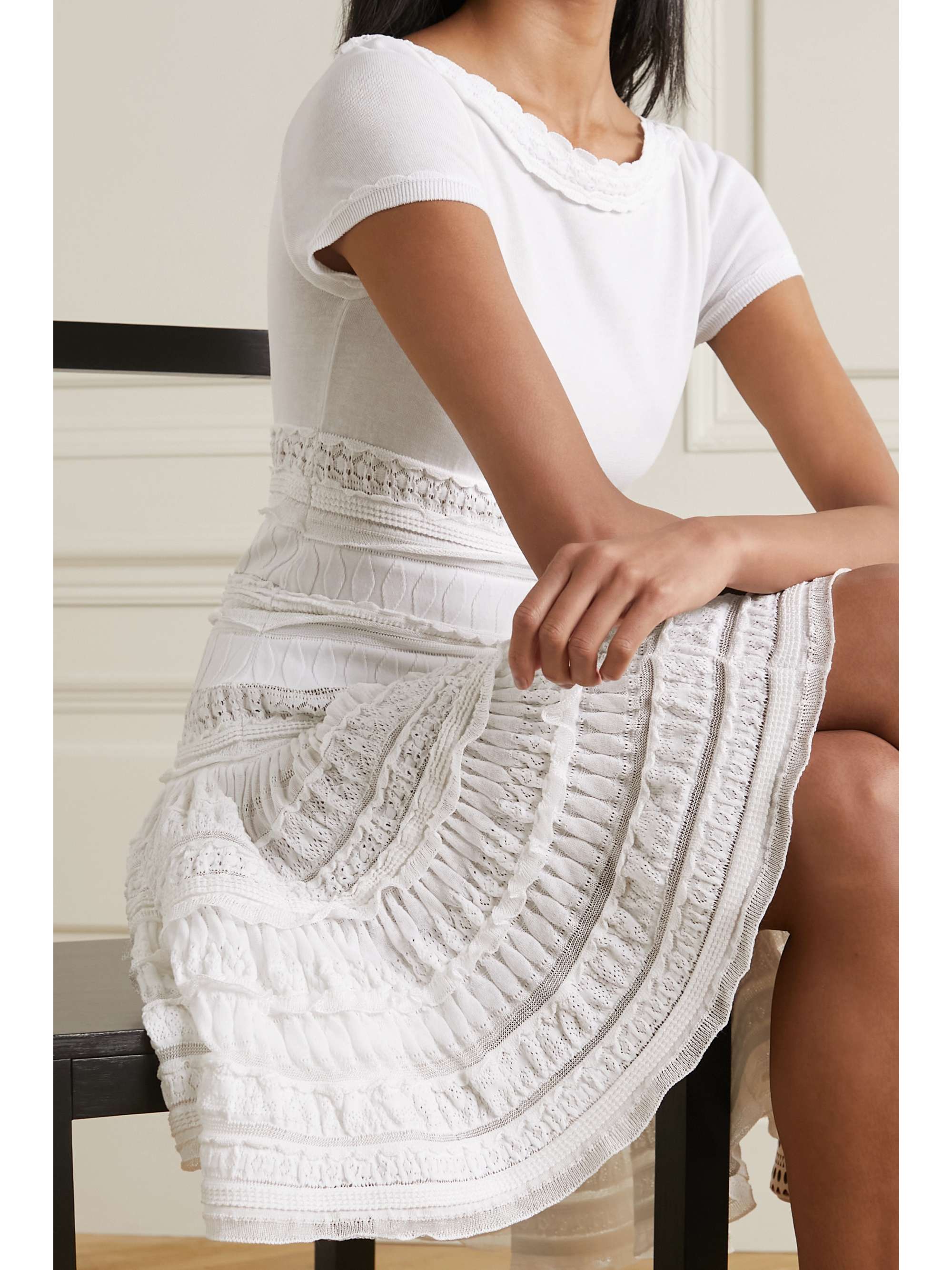 ALAÏA Editions ruffled crocheted cotton-blend mini dress