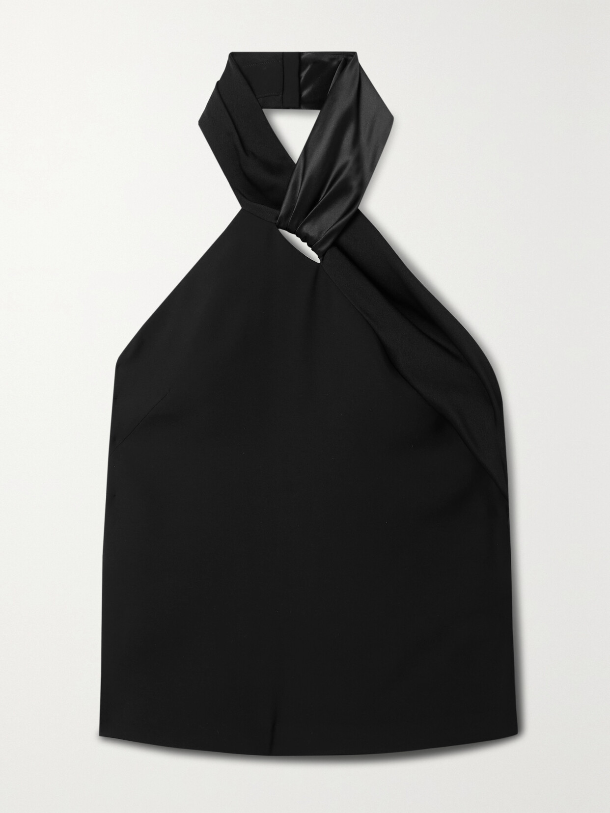 Givenchy - Silk Satin-trimmed Crepe Halterneck Top - Black