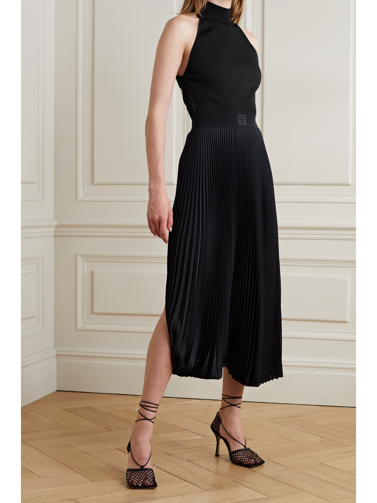 Givenchy Mock-neck Knit Halter Top In Black