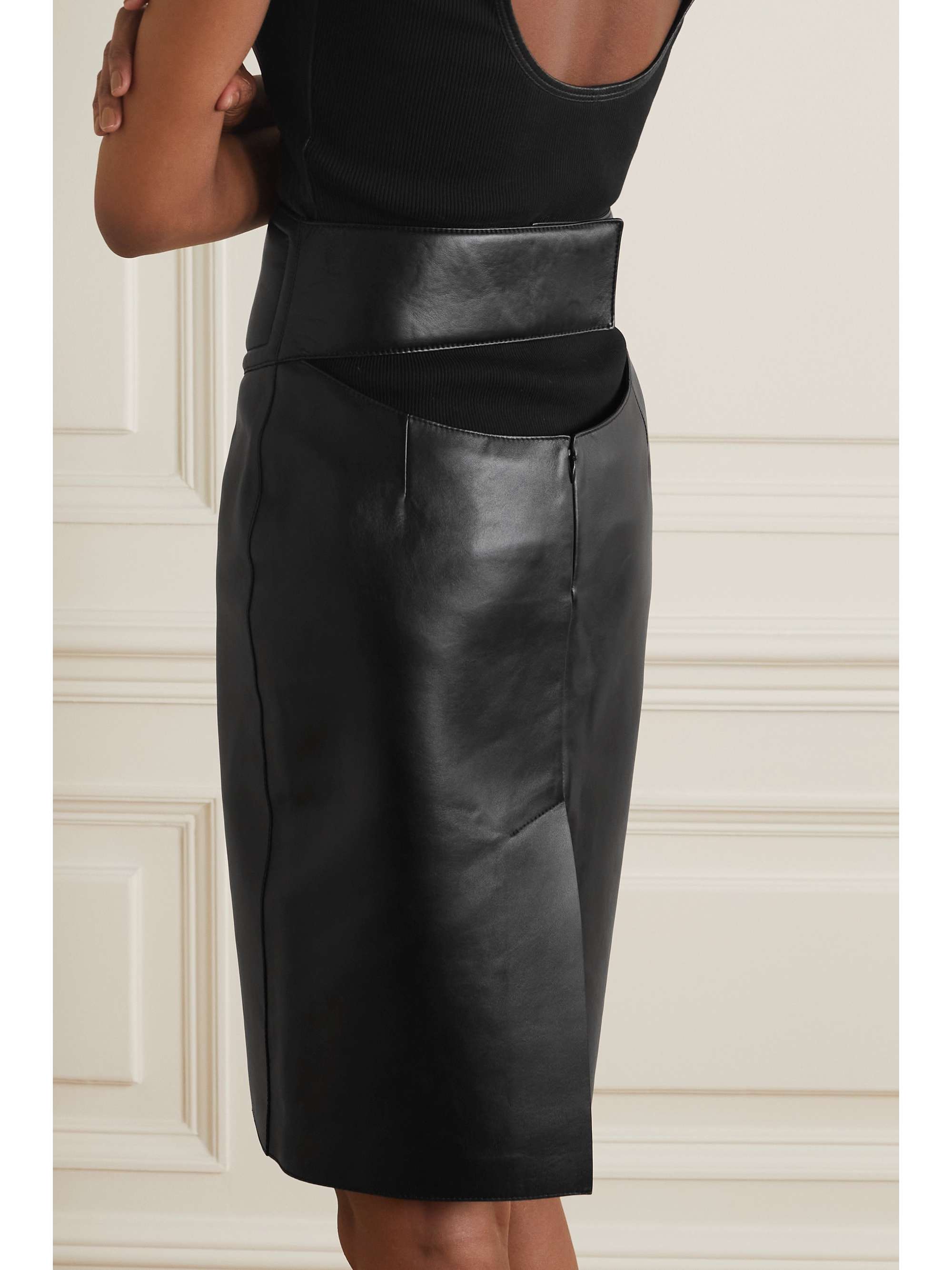 GIVENCHY Cutout embossed leather skirt