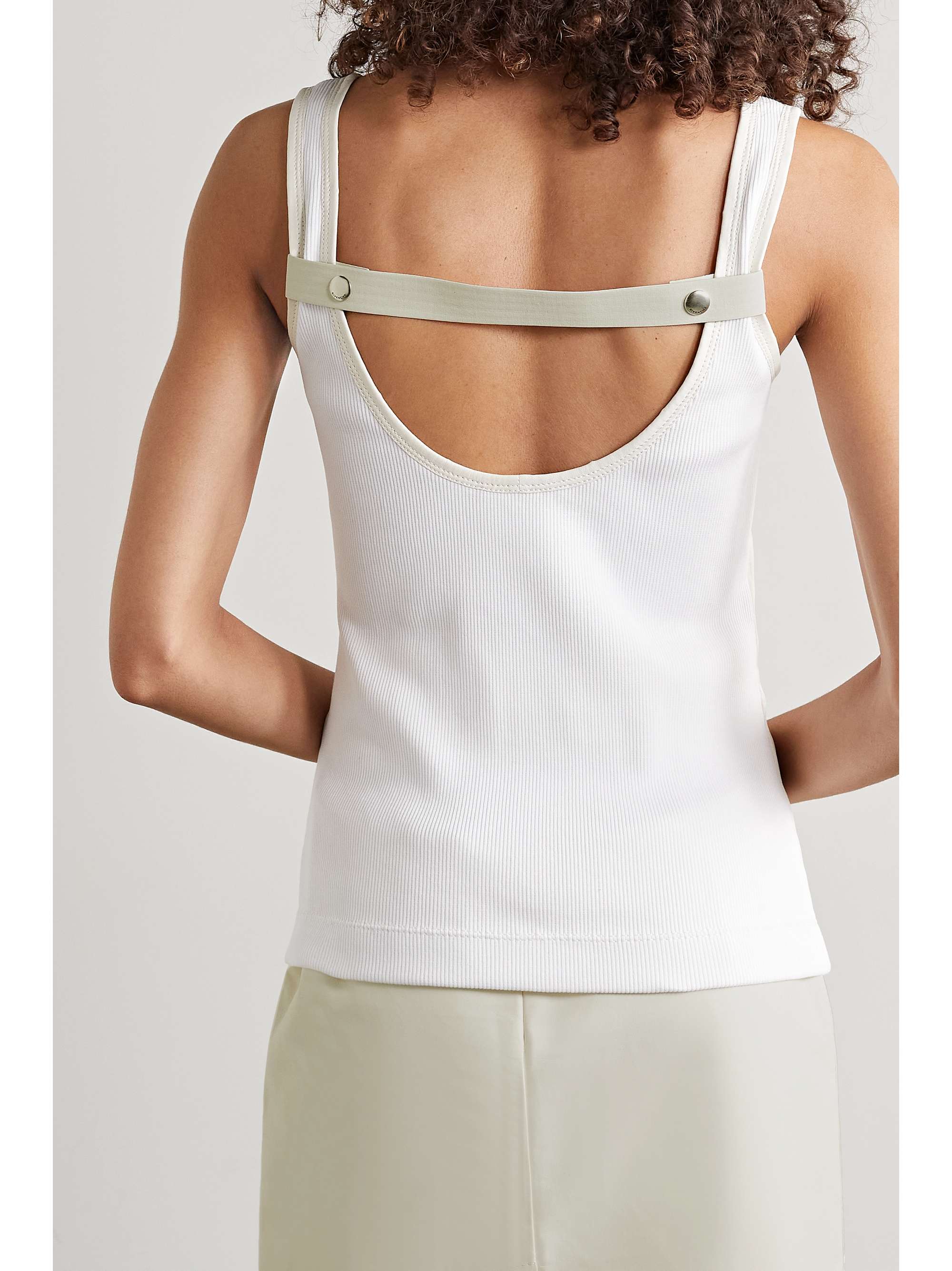 GIVENCHY Paneled ribbed leather and cotton-blend jersey tank
