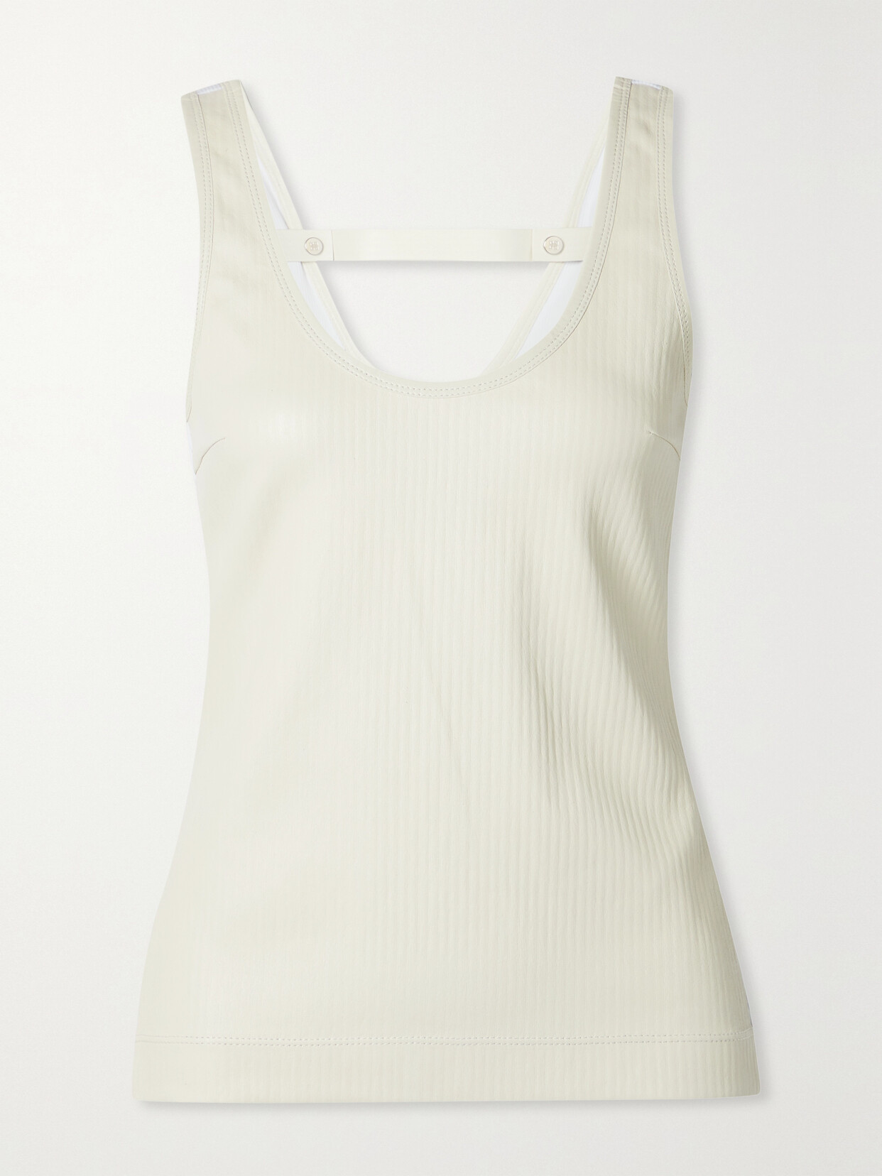 Givenchy Paneled Ribbed Leather And Stretch-cotton Jersey Tank In Off-white