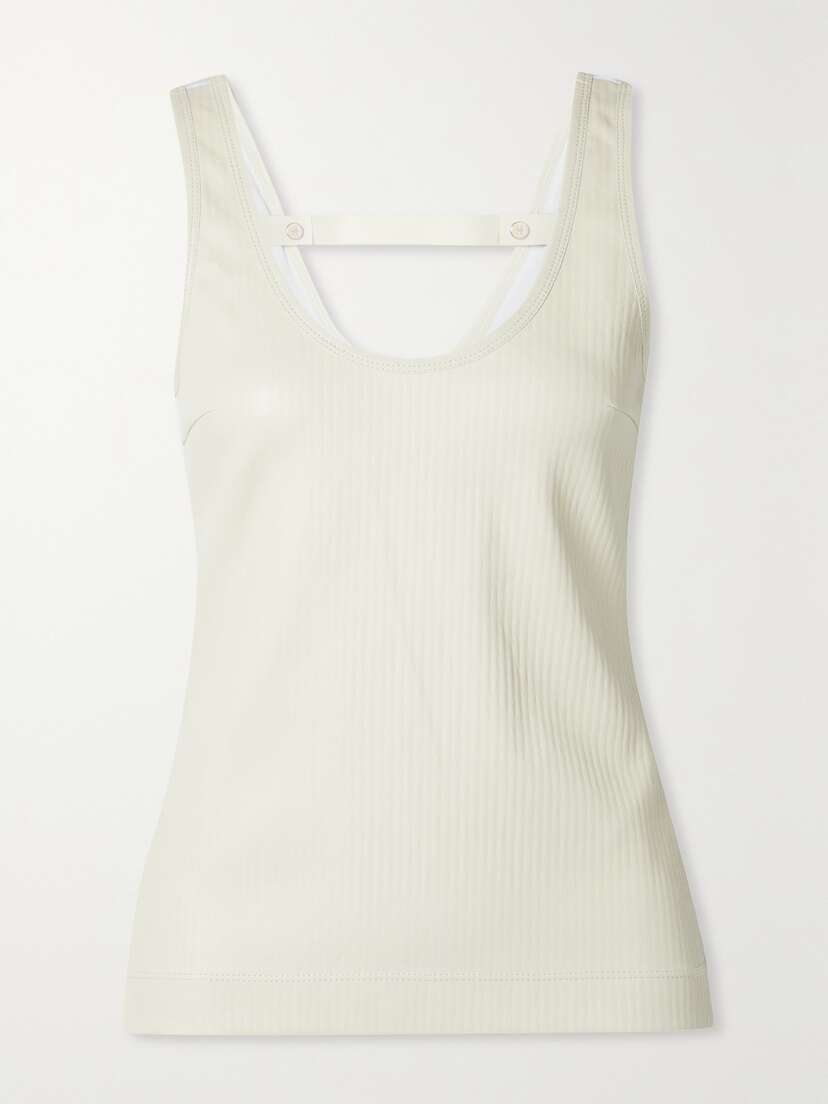 Givenchy Paneled Ribbed Leather And Stretch-cotton Jersey Tank