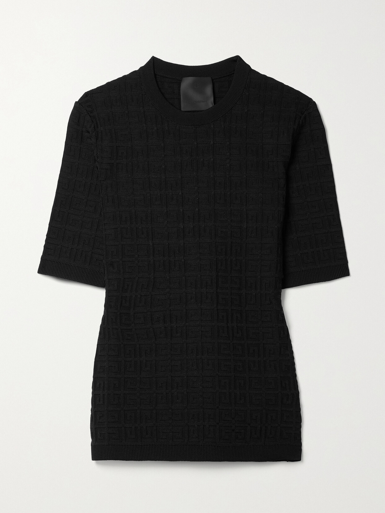 Givenchy 4g-motif Knitted Short-sleeve Top In Black