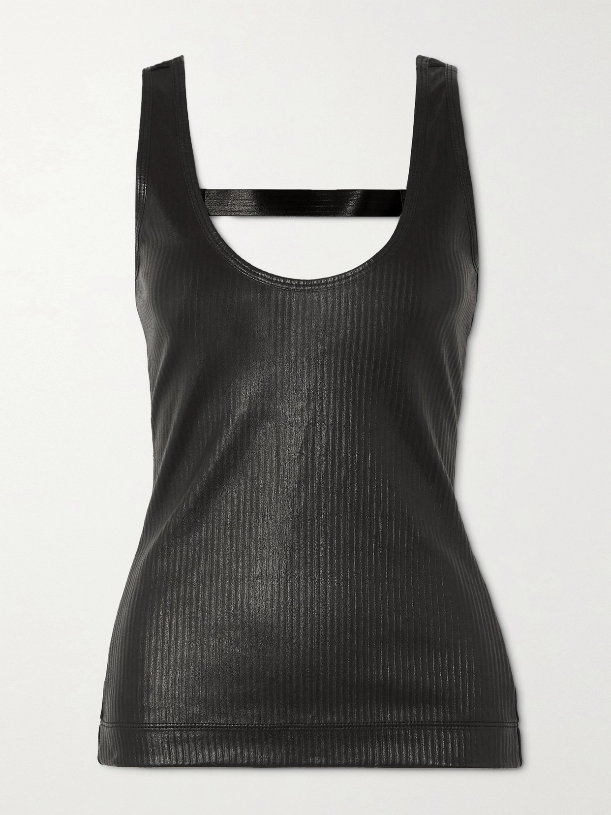 Givenchy Paneled Ribbed Leather And Cotton-blend Jersey Tank - Black