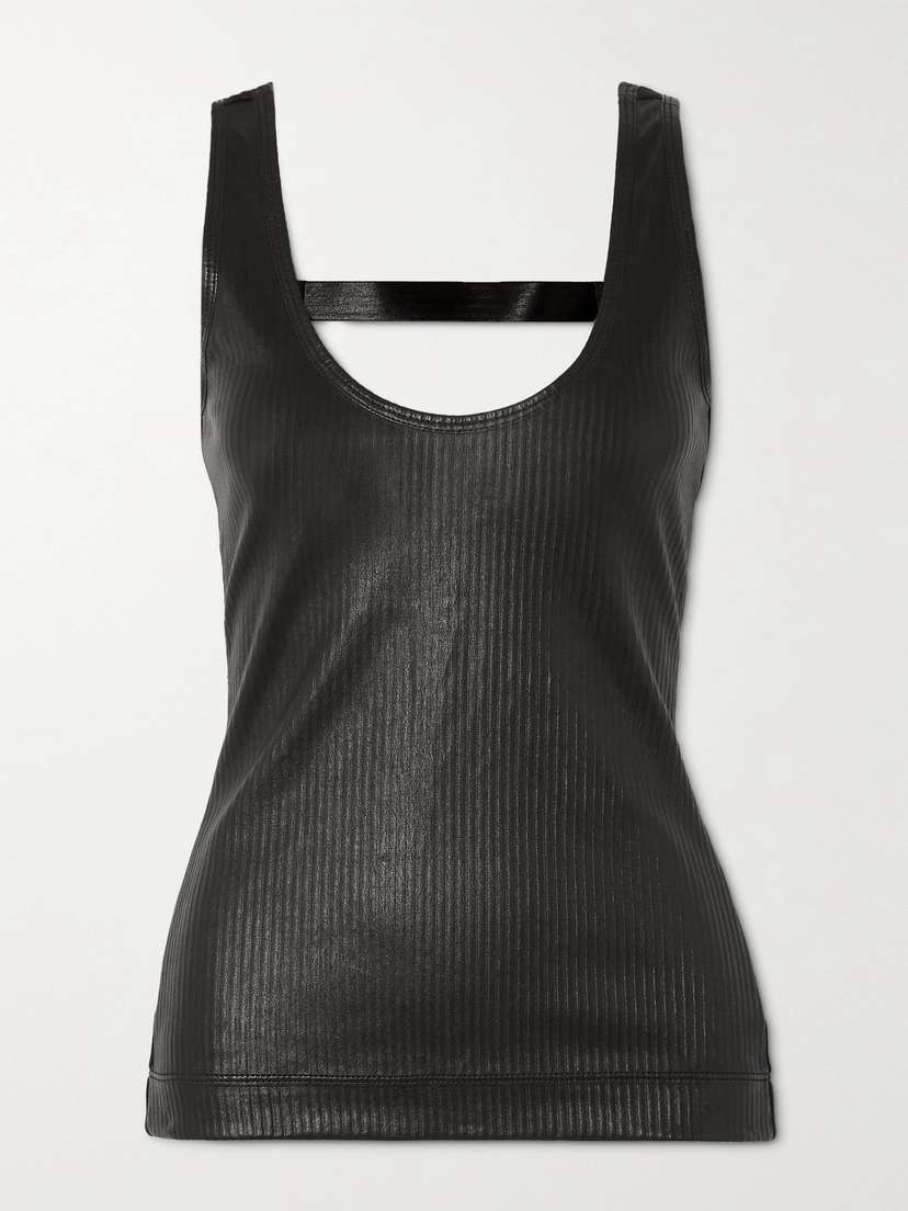 Givenchy Paneled Ribbed Leather And Cotton-blend Jersey Tank