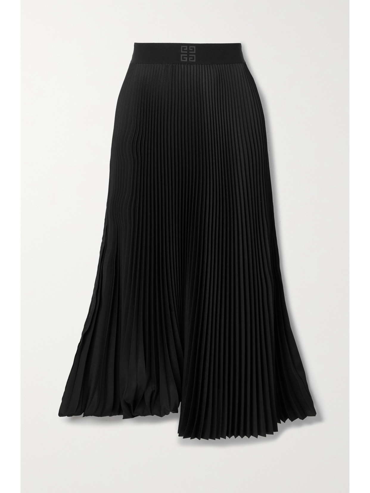 Givenchy Asymmetric Pleated Crepe De Chine Skirt In Black