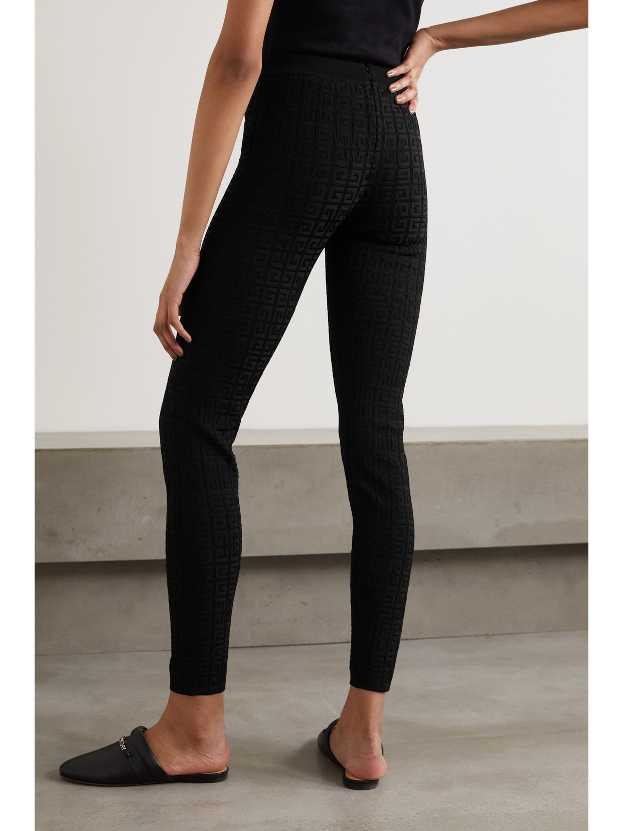 Shop Givenchy Jacquard-knit Leggings In Black