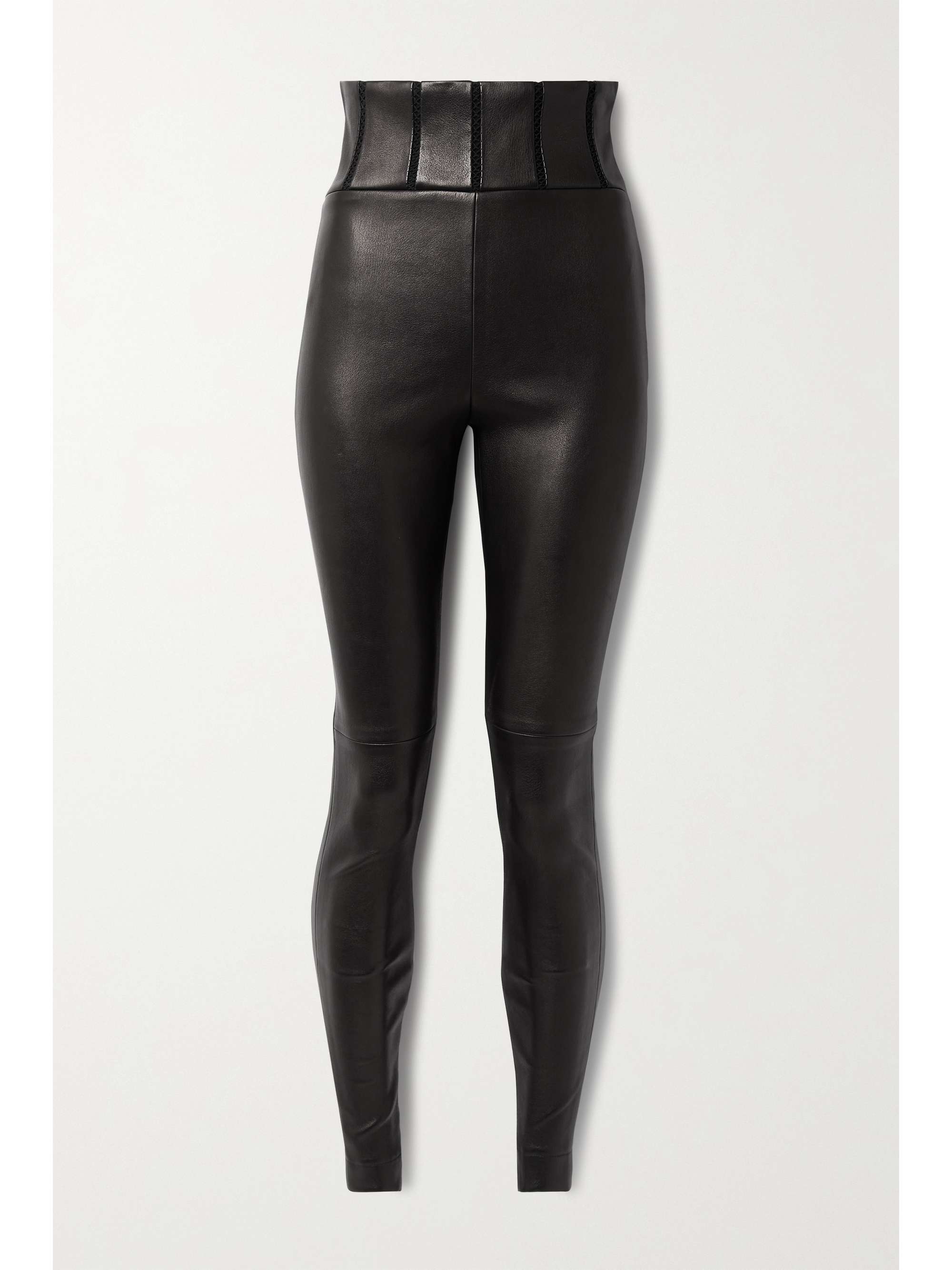 Black Embroidered leather leggings 