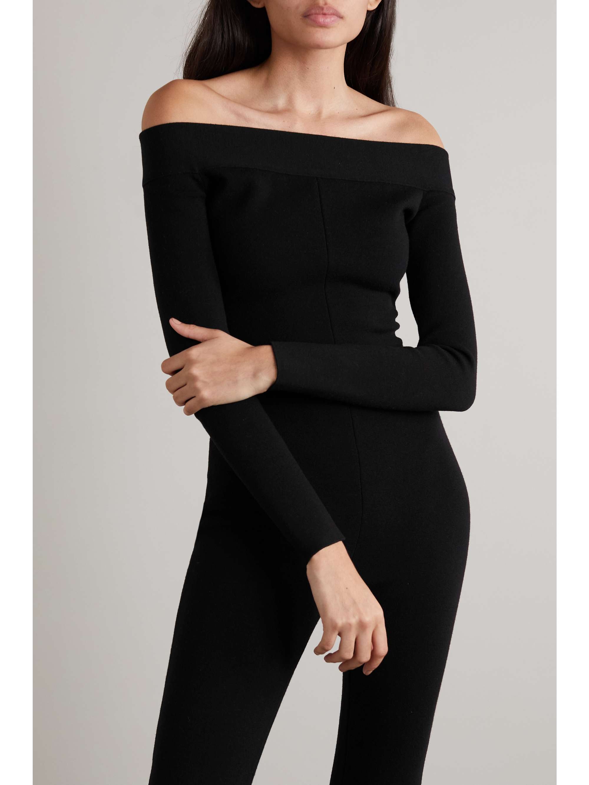 ALAÏA Off-the-shoulder stretch-knit jumpsuit
