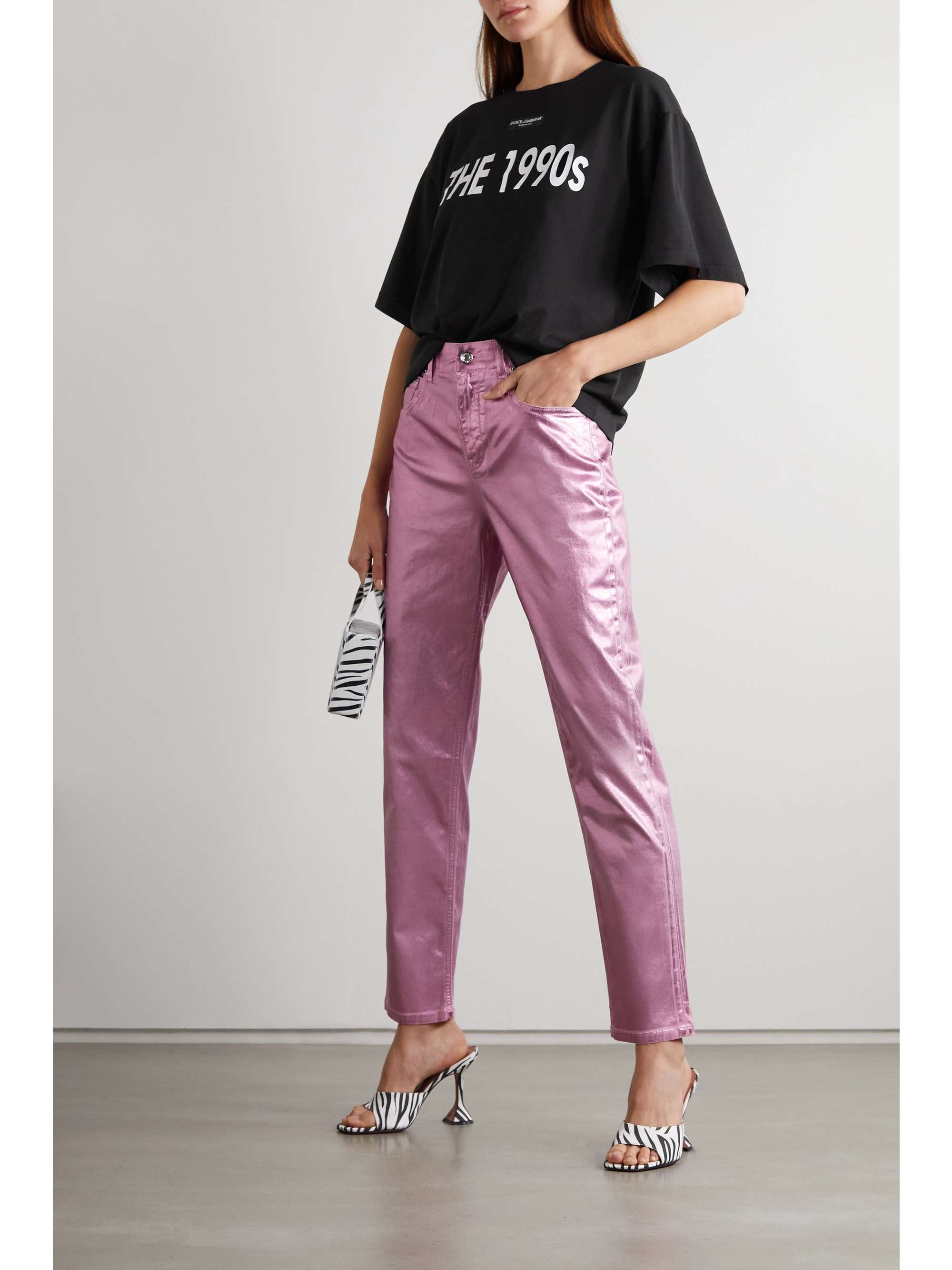 DOLCE & GABBANA Appliquéd printed cotton-jersey T-shirt