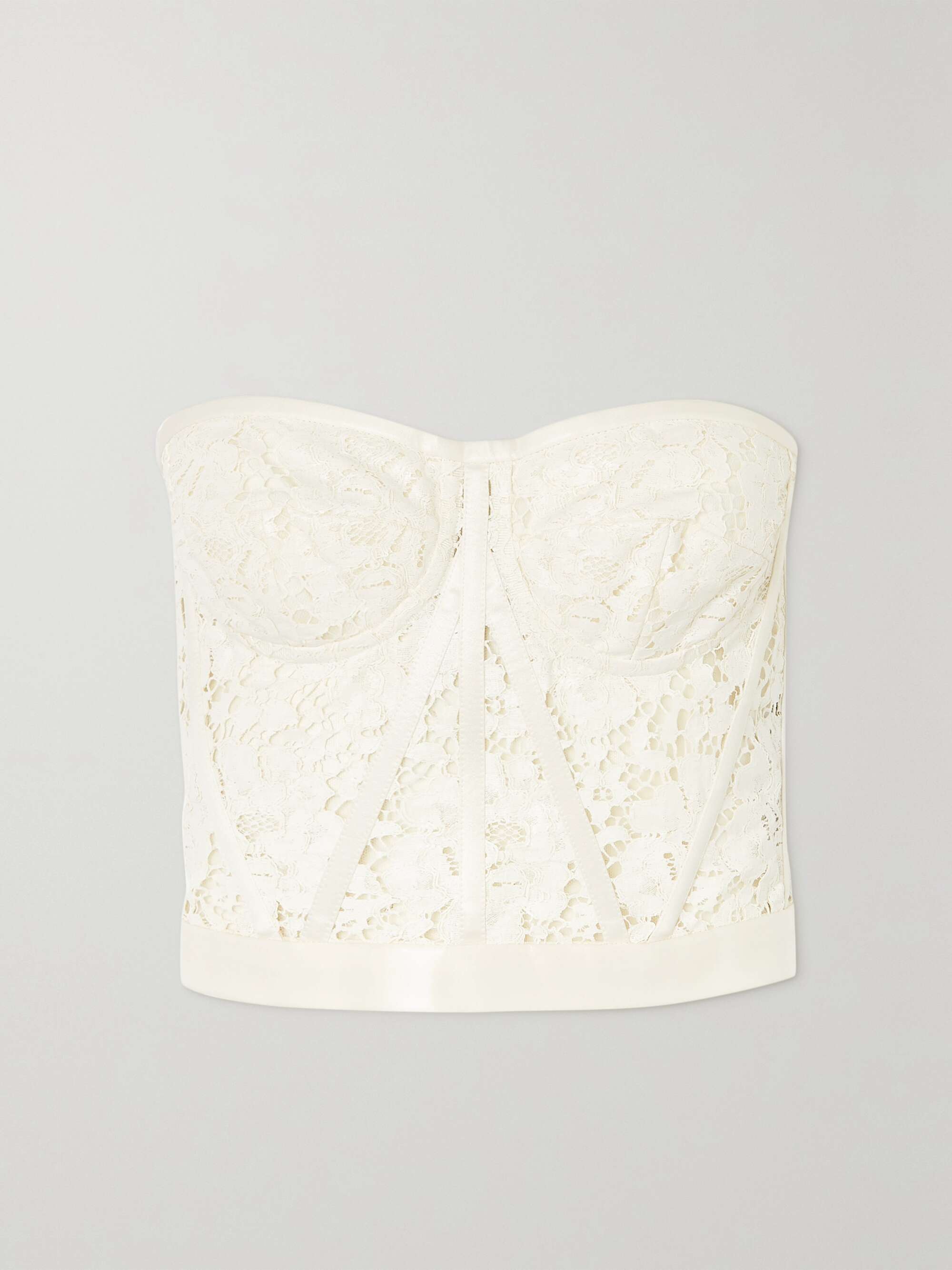 white strapless bustier