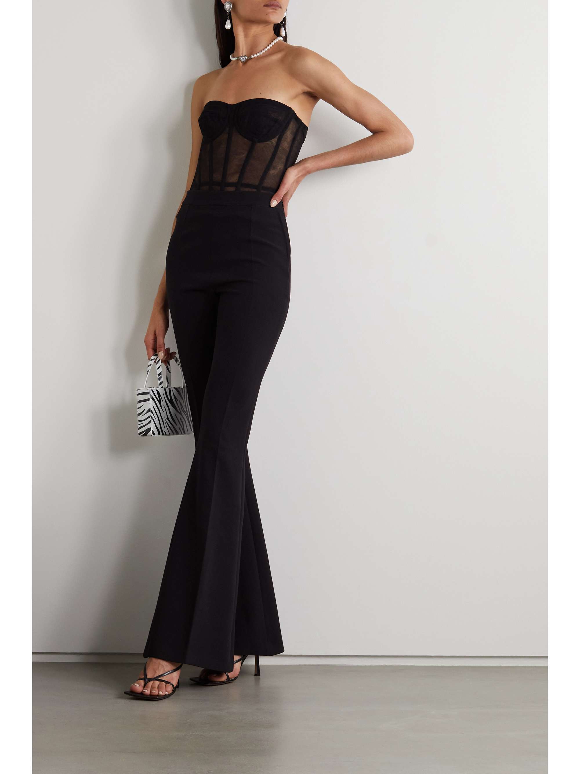 DOLCE & GABBANA Strapless cotton-blend tulle bustier top