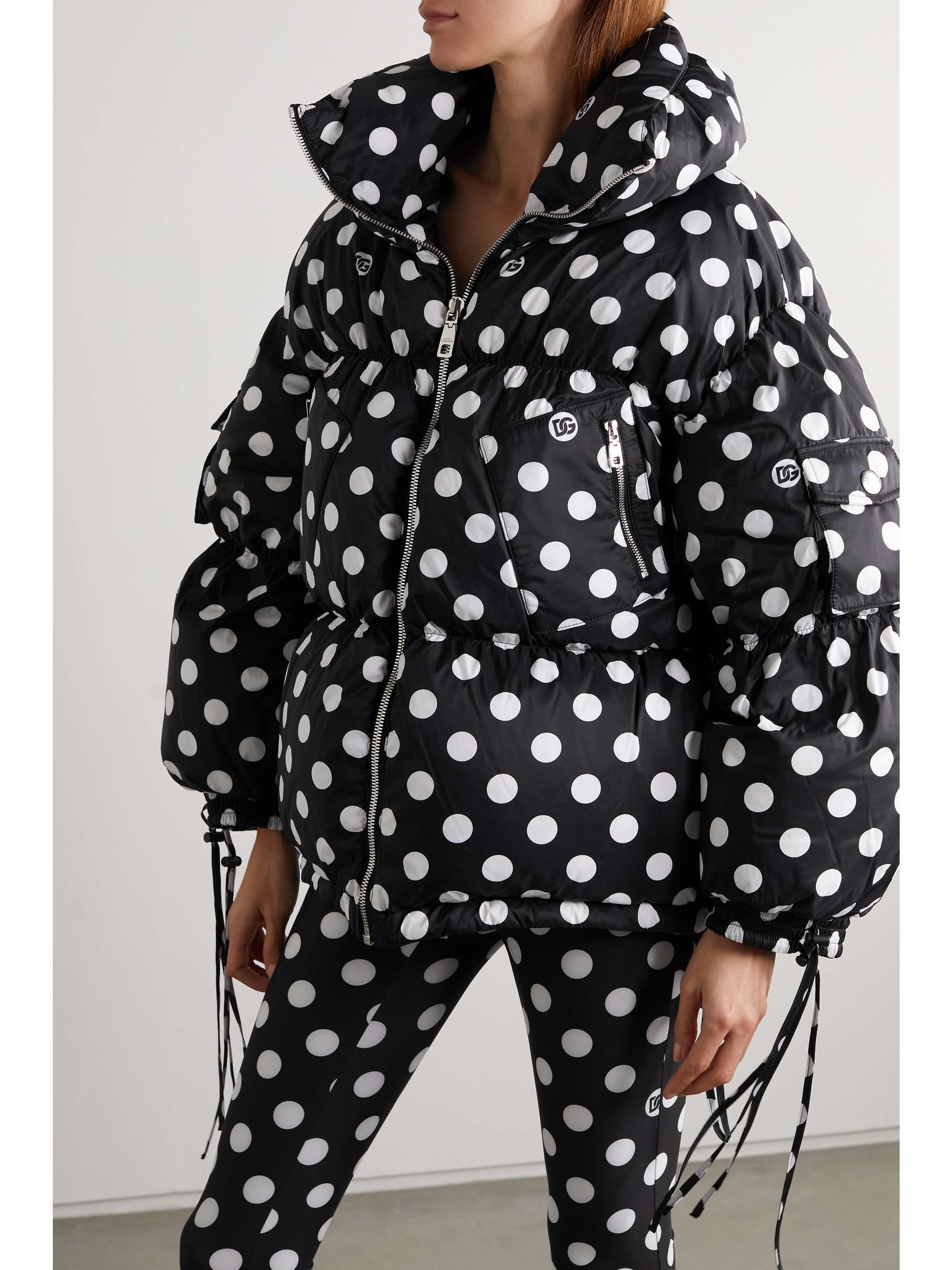 DOLCE&GABBANA Quilted polka-dot shell down coat
