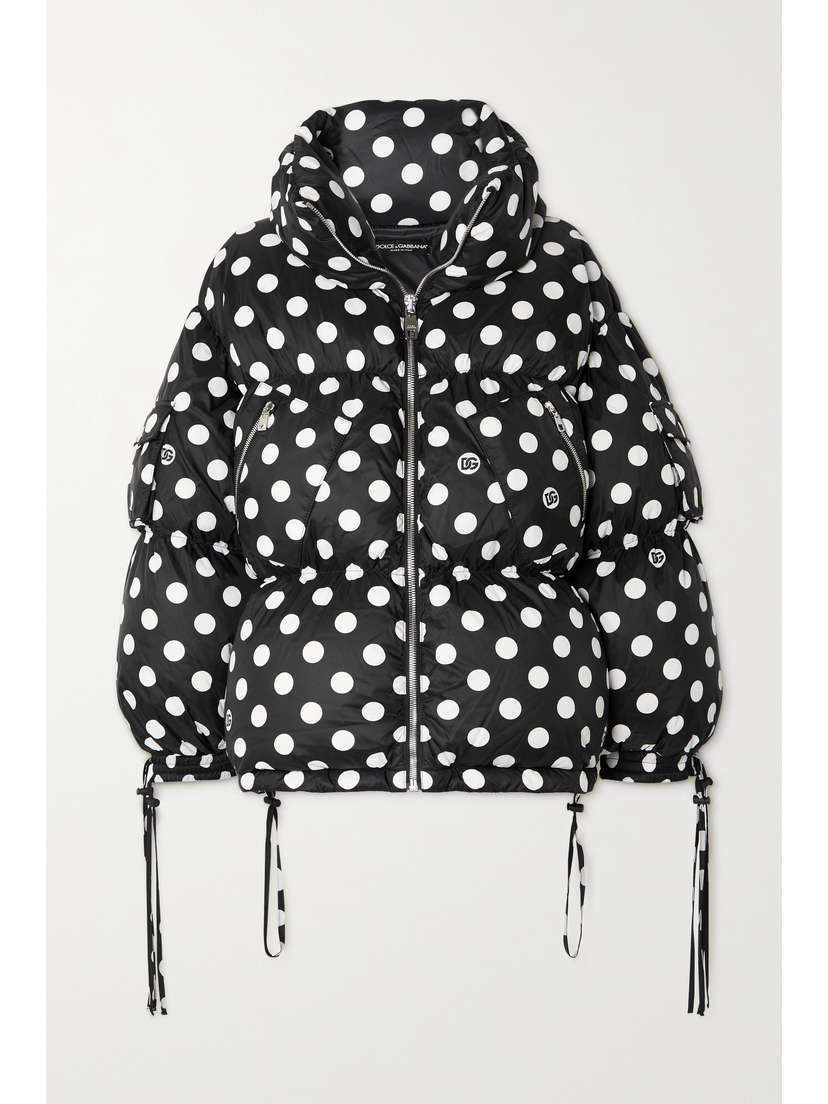 Dolce & Gabbana Quilted Polka-dot Shell Down Coat