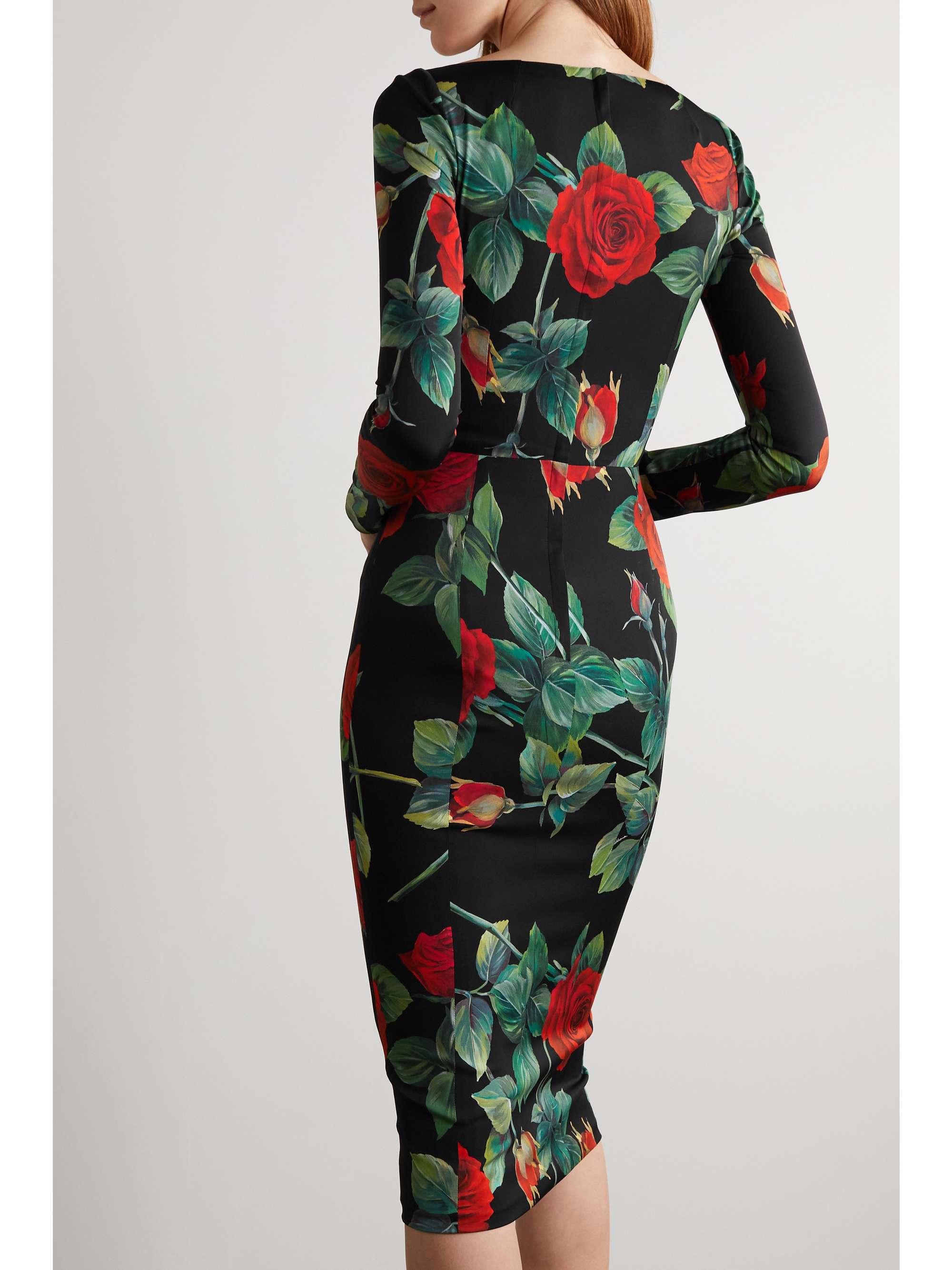 DOLCE & GABBANA Floral-print stretch-silk midi dress | NET-A-PORTER DOLCE & GABBANA Floral-print stretch-silk midi dress | NET-A-PORTER