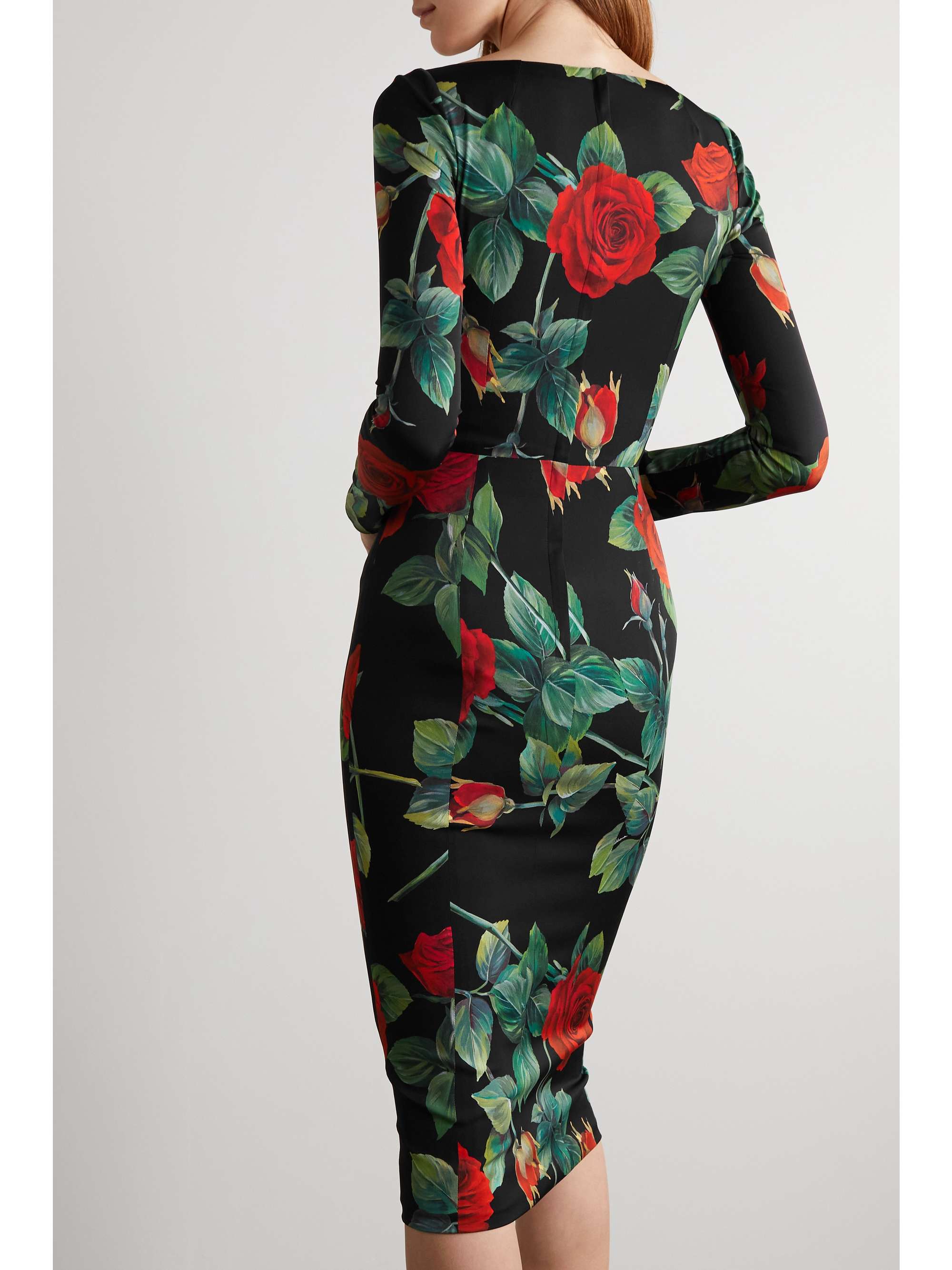 Pludselig nedstigning drivende smid væk DOLCE & GABBANA Floral-print stretch-silk midi dress | NET-A-PORTER