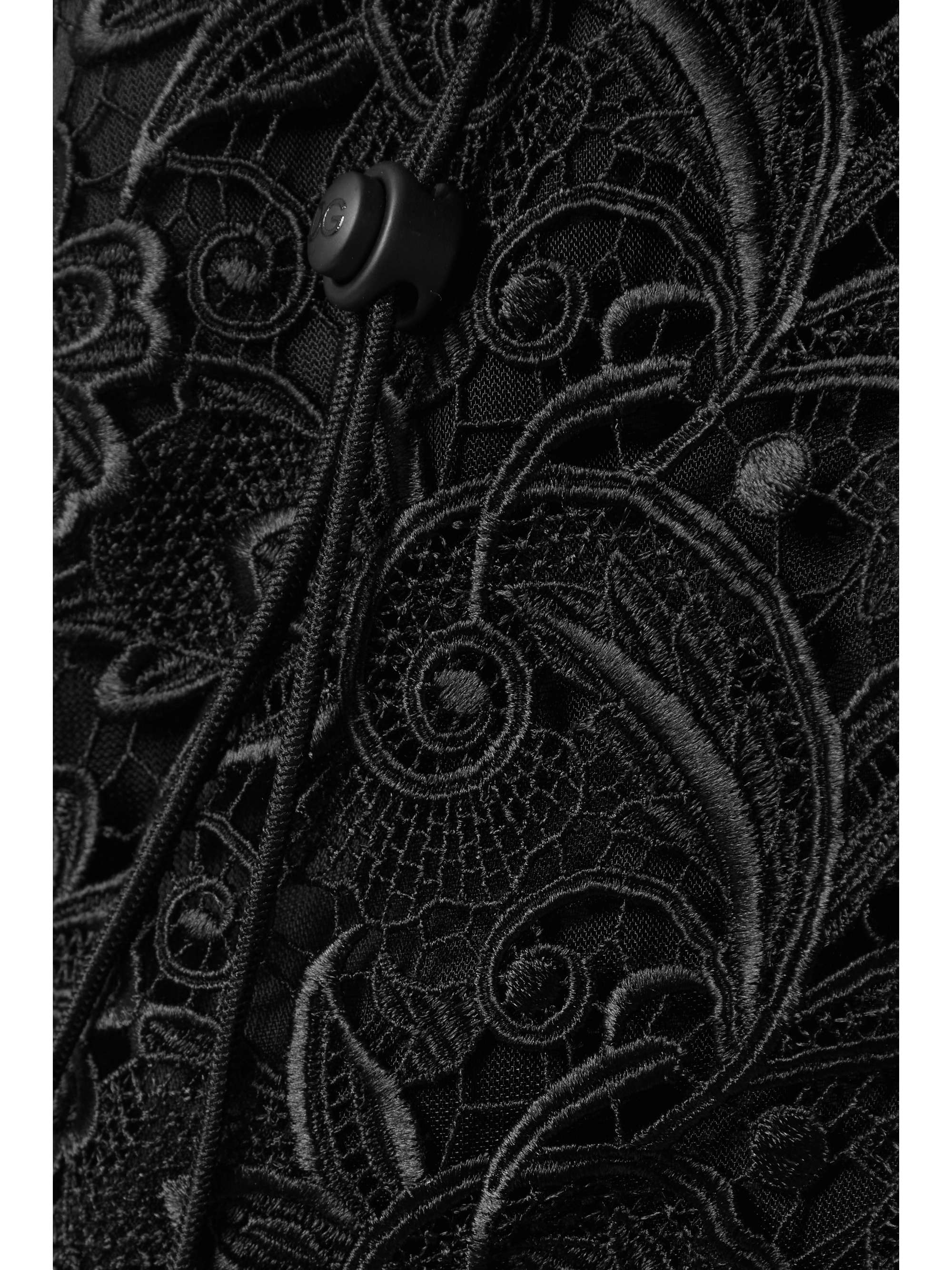 DOLCE&GABBANA Quilted nylon, satin and macramé lace half-zip sweatshirt