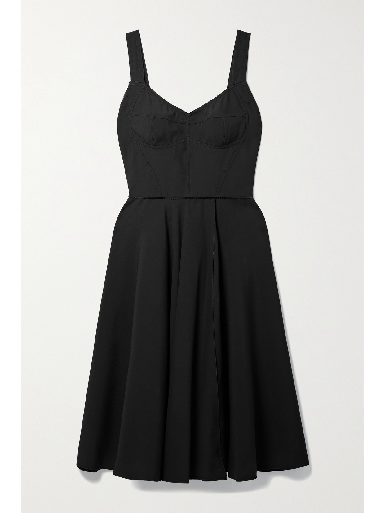 Dolce & Gabbana Short Cady Dress With Draping In Black