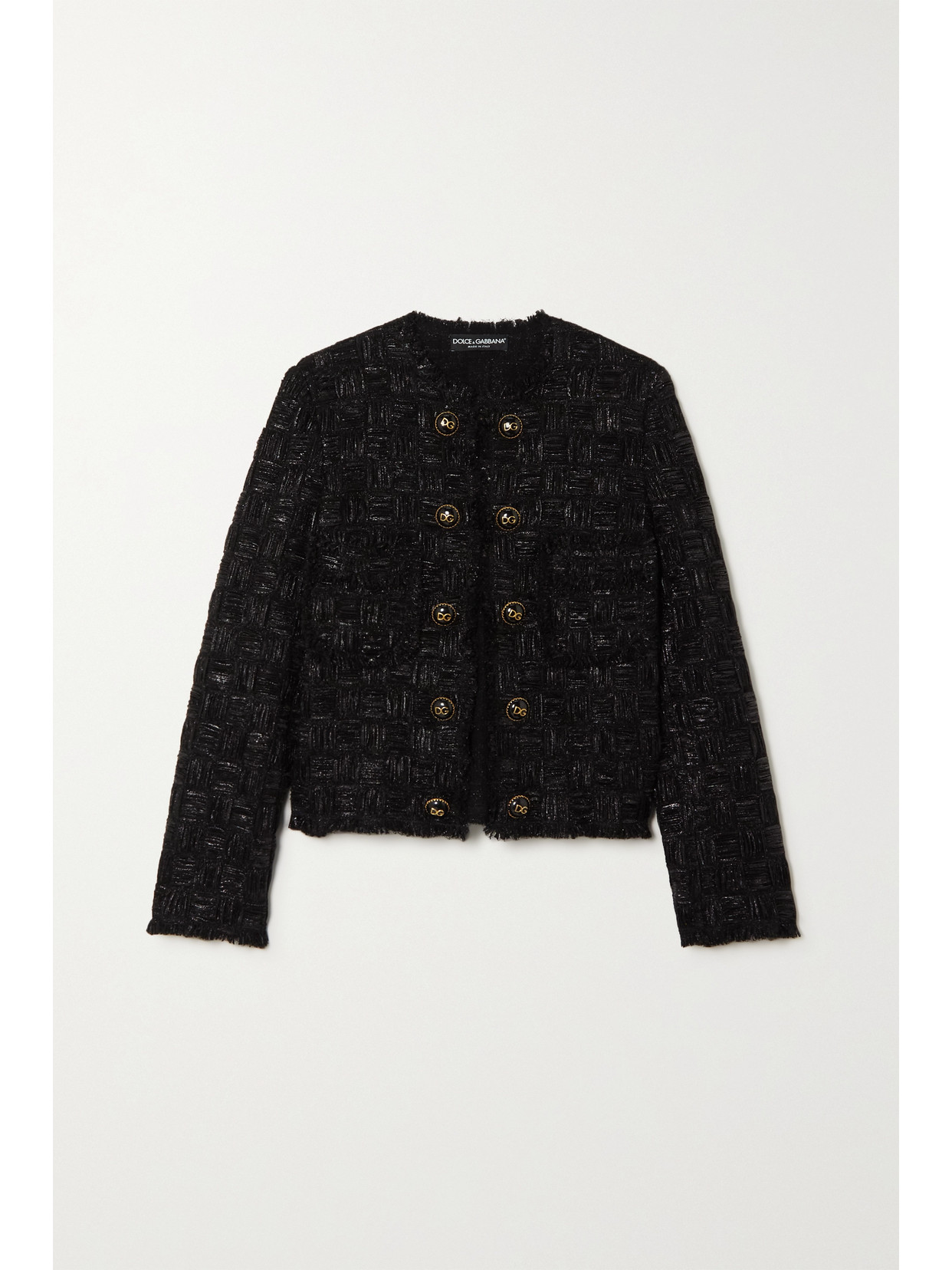 DOLCE & GABBANA EMBELLISHED WOVEN LAMÉ JACKET