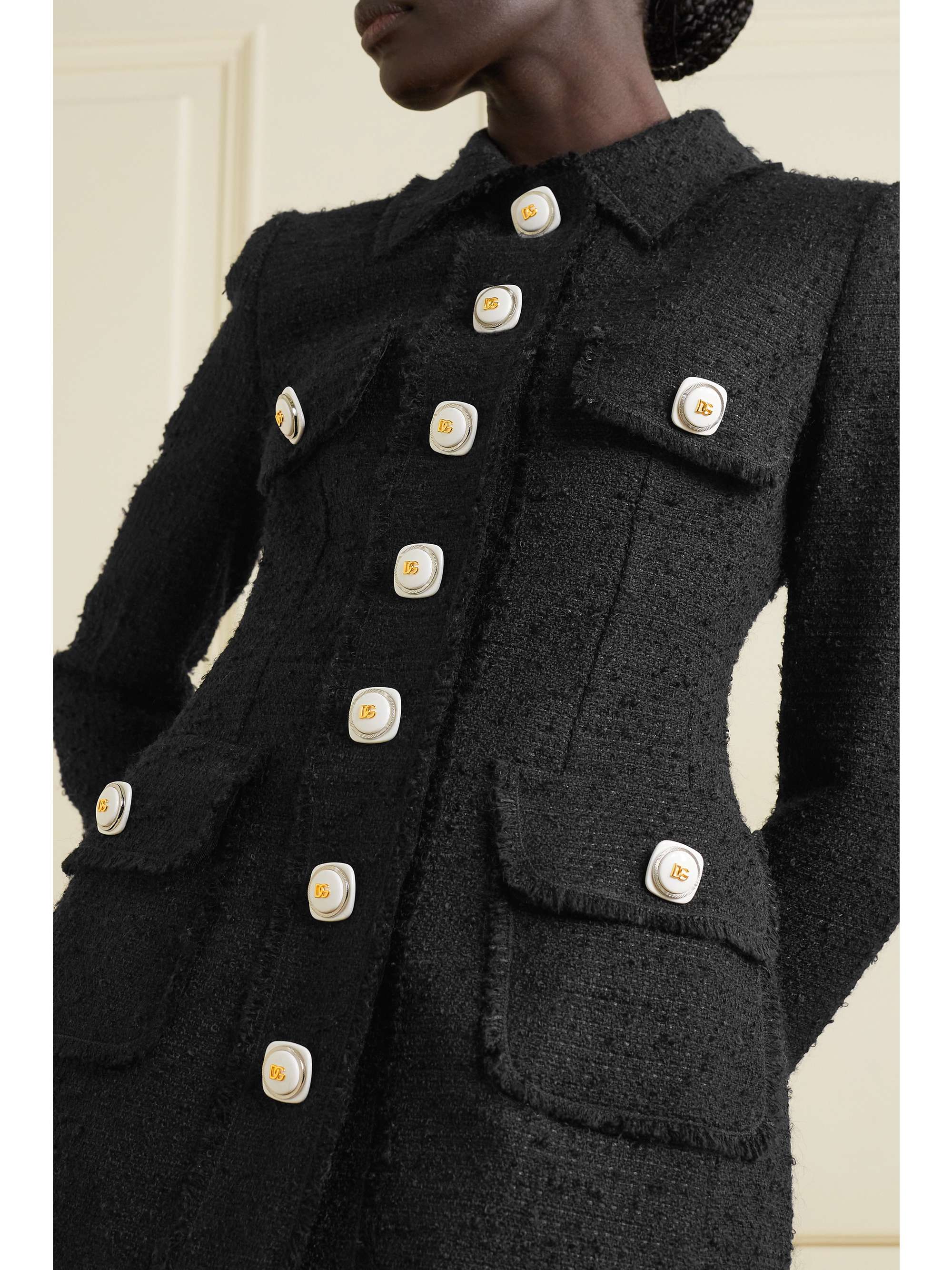 DOLCE&GABBANA Button-embellished bouclé-tweed blazer