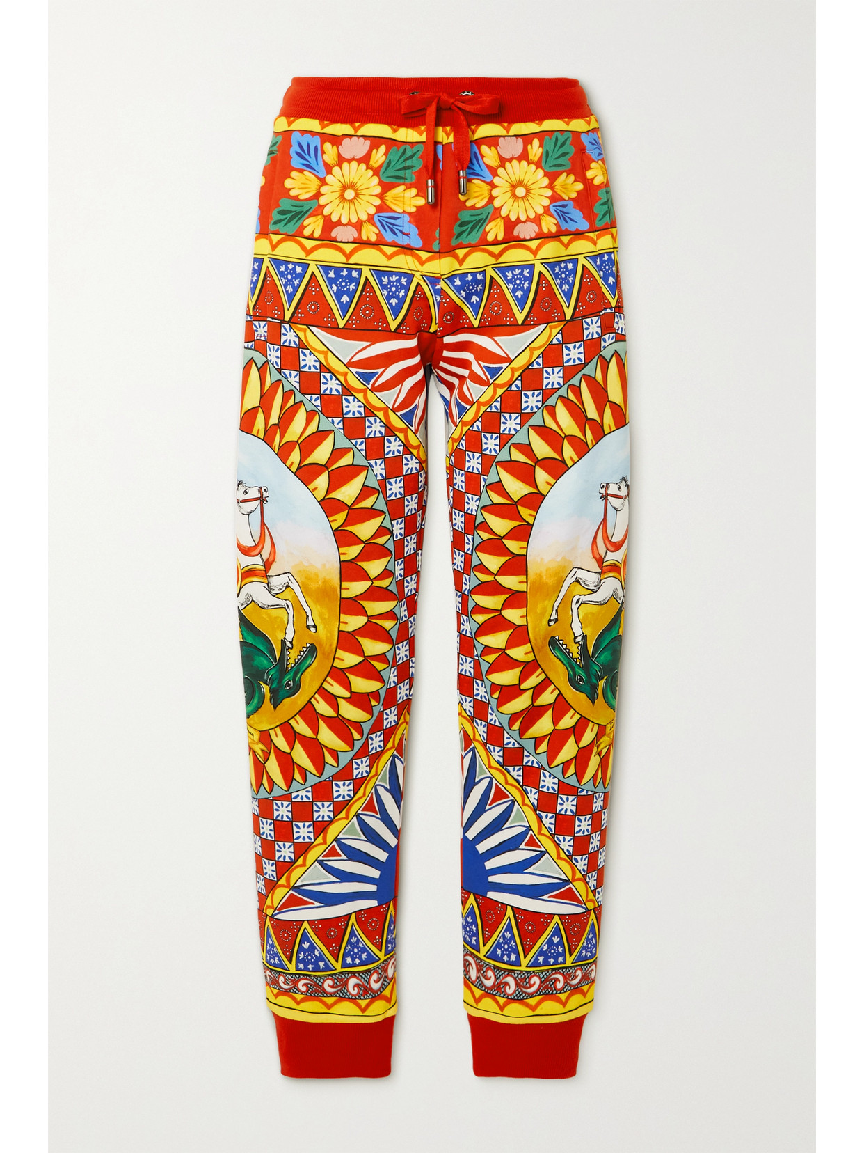 Dolce & Gabbana Printed Cotton-jersey Track Pants In Yellow
