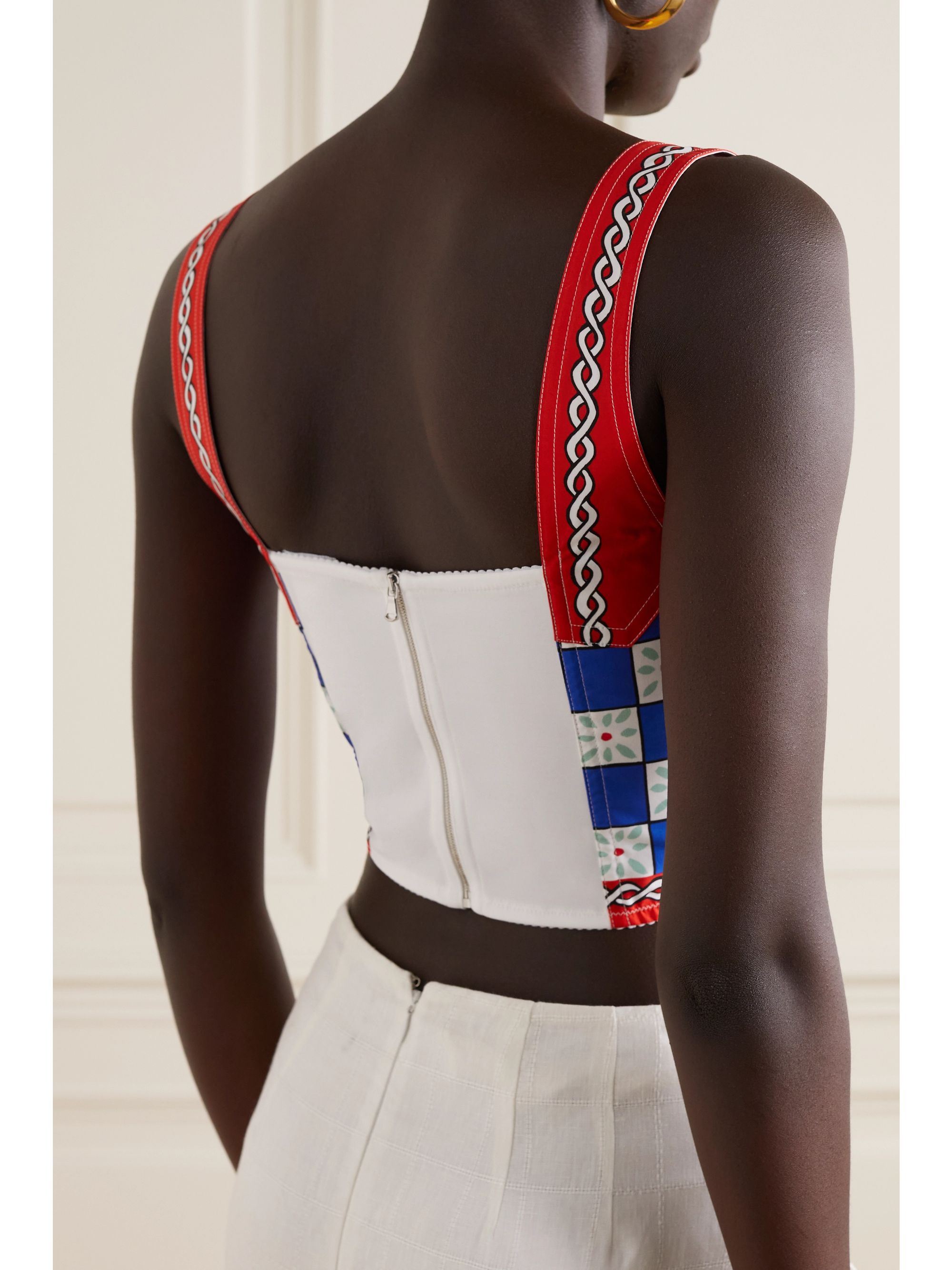 Yellow Printed cottonblend poplin bralette DOLCE & GABBANA NETA