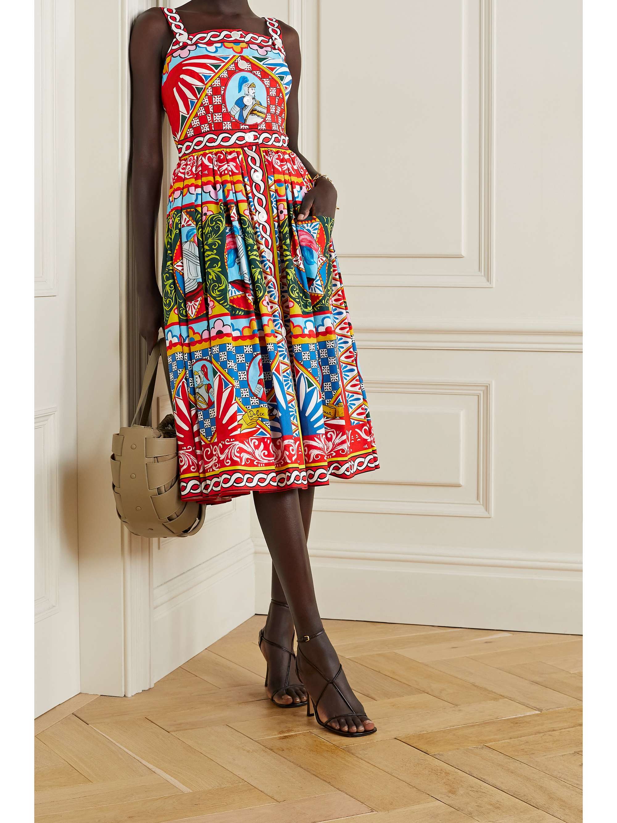 DOLCE & GABBANA Printed cotton-poplin midi dress | NET-A-PORTER