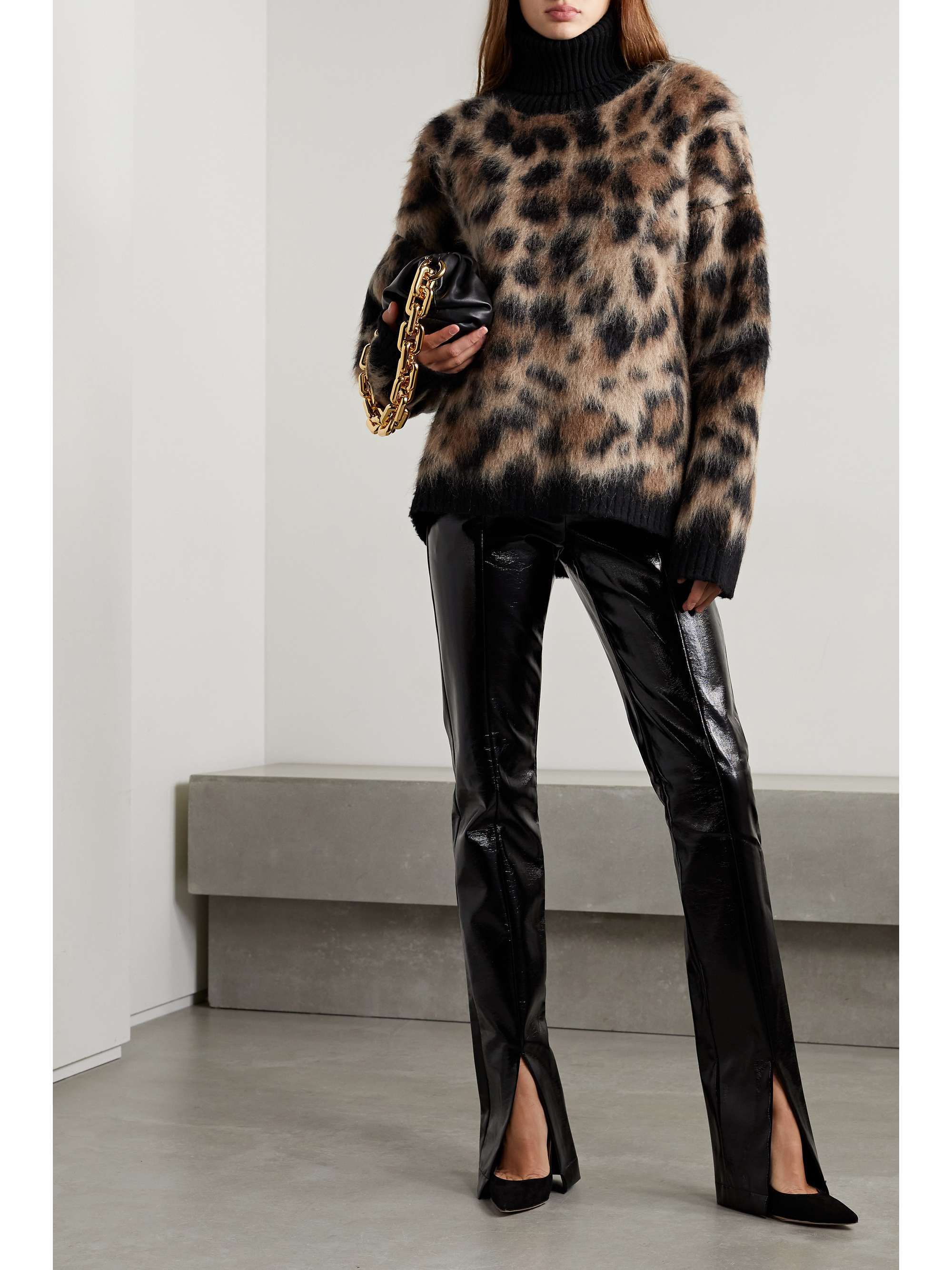 DOLCE&GABBANA Brushed leopard jacquard-knit turtleneck DOLCE&GABBANA Brushed leopard jacquard-knit turtleneck