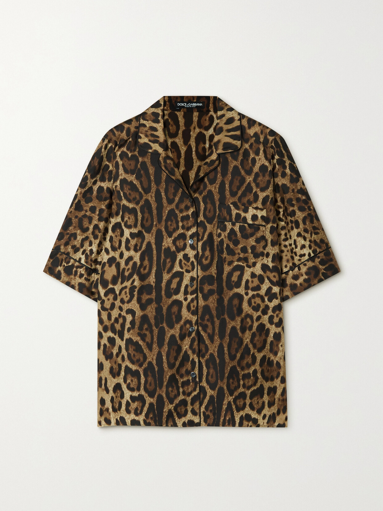 Dolce & Gabbana Diva Leopard-print Silk-twill Shirt In Brown