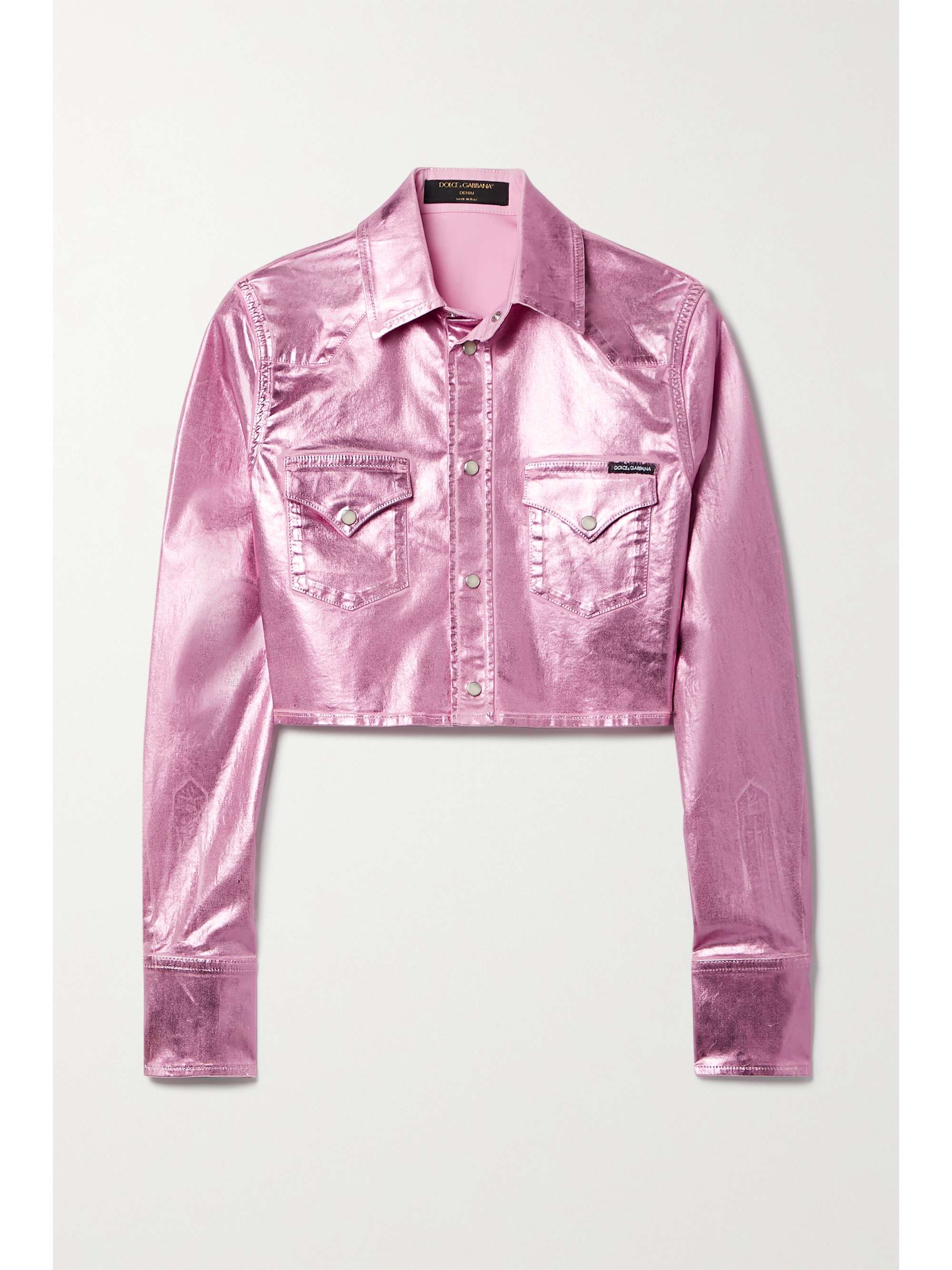 cropped metallic jacket