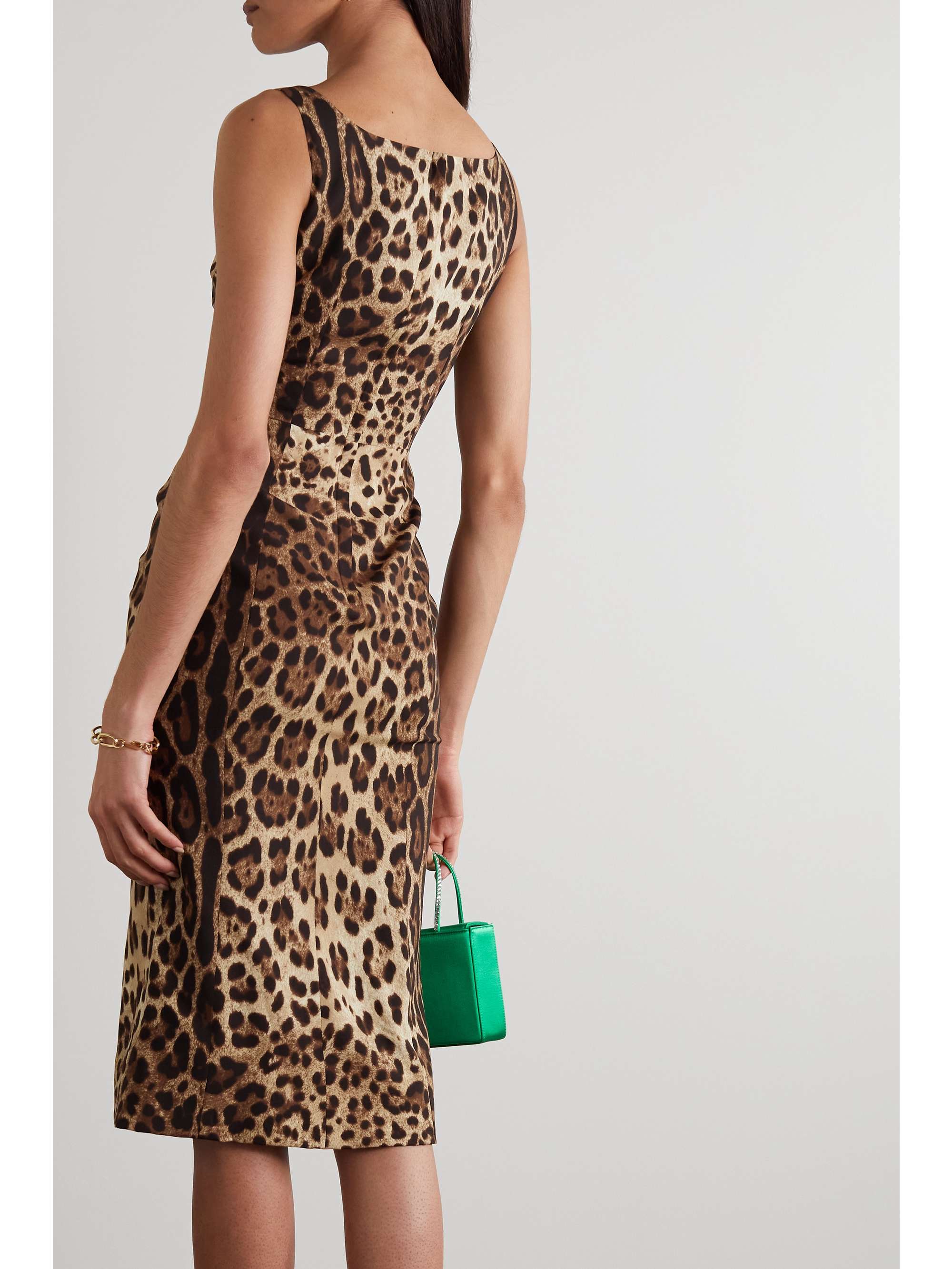 DOLCE&GABBANA Leopard-print silk-blend charmeuse midi dress
